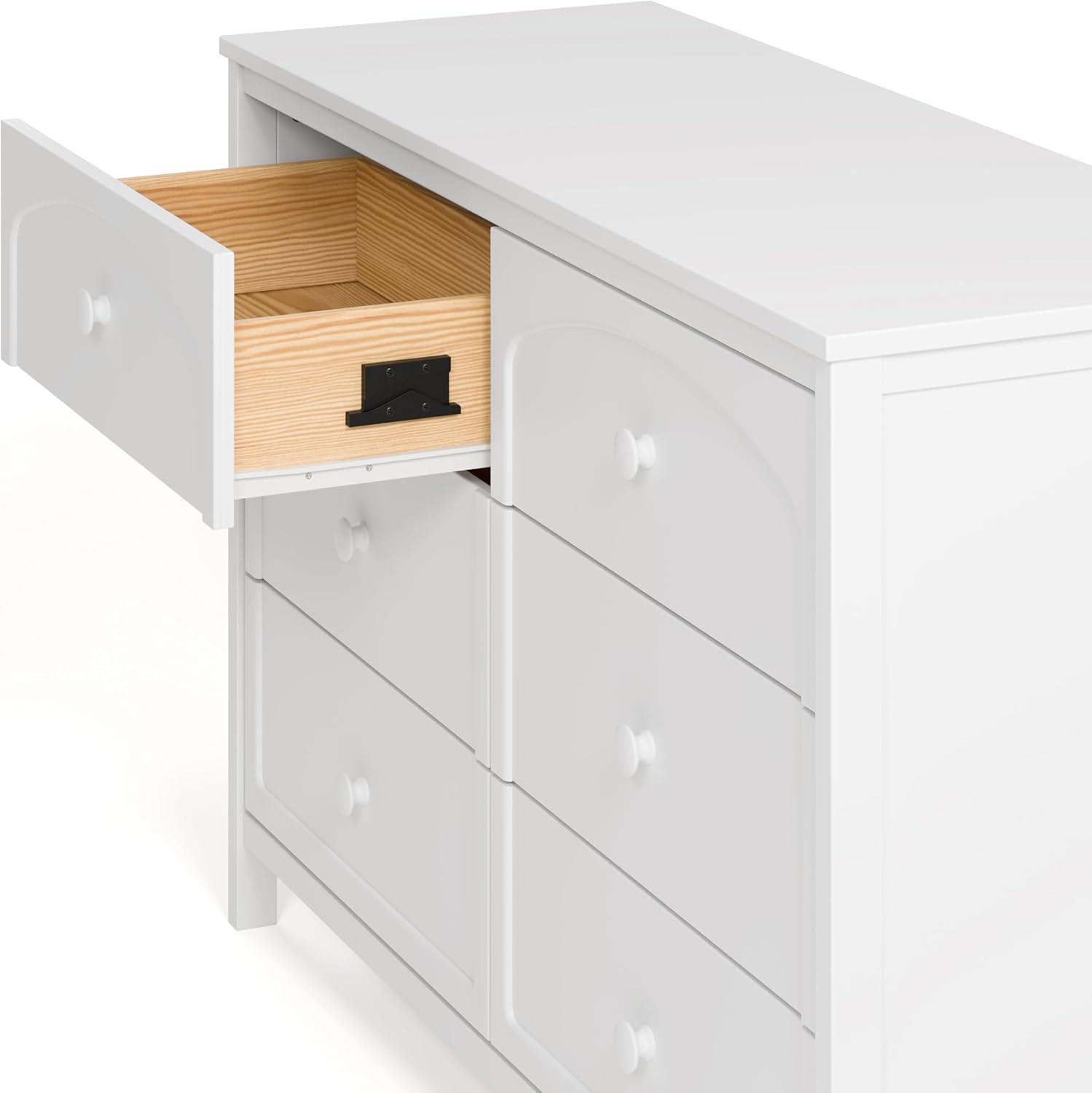 imageGraco Olivia 6 Drawer Double Dresser Driftwood GREENGUARD Gold Certified Storage for Baby and Kids Bedroom Interlocking Drawer System AntiTip Kit IncludedWhite