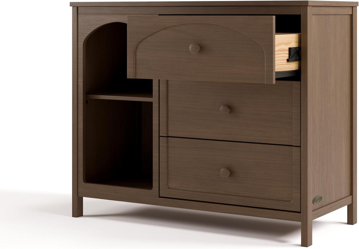 imageGraco Olivia 6 Drawer Double Dresser Driftwood GREENGUARD Gold Certified Storage for Baby and Kids Bedroom Interlocking Drawer System AntiTip Kit IncludedHazelnut