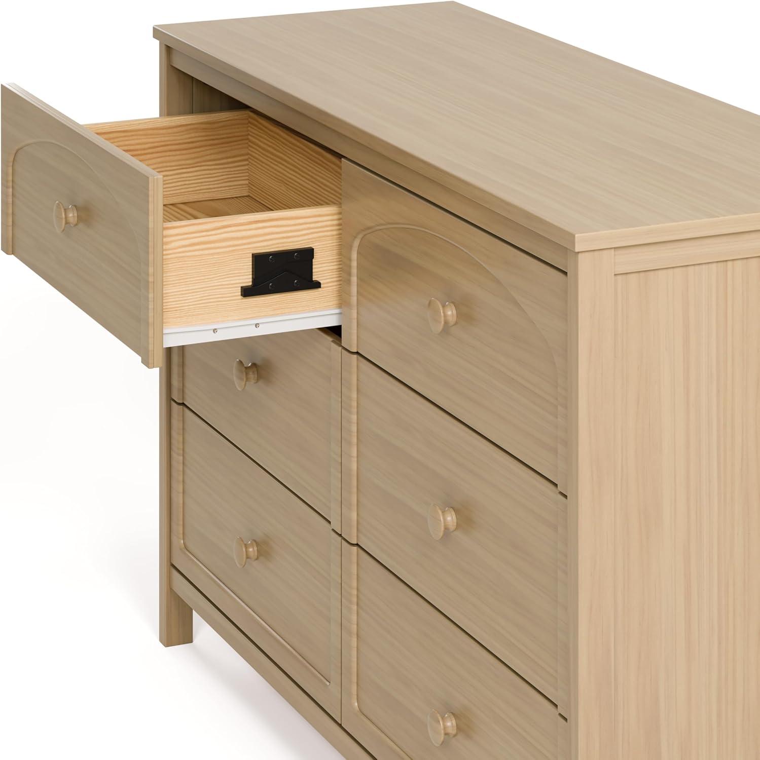 imageGraco Olivia 6 Drawer Double Dresser Driftwood GREENGUARD Gold Certified Storage for Baby and Kids Bedroom Interlocking Drawer System AntiTip Kit IncludedDriftwood