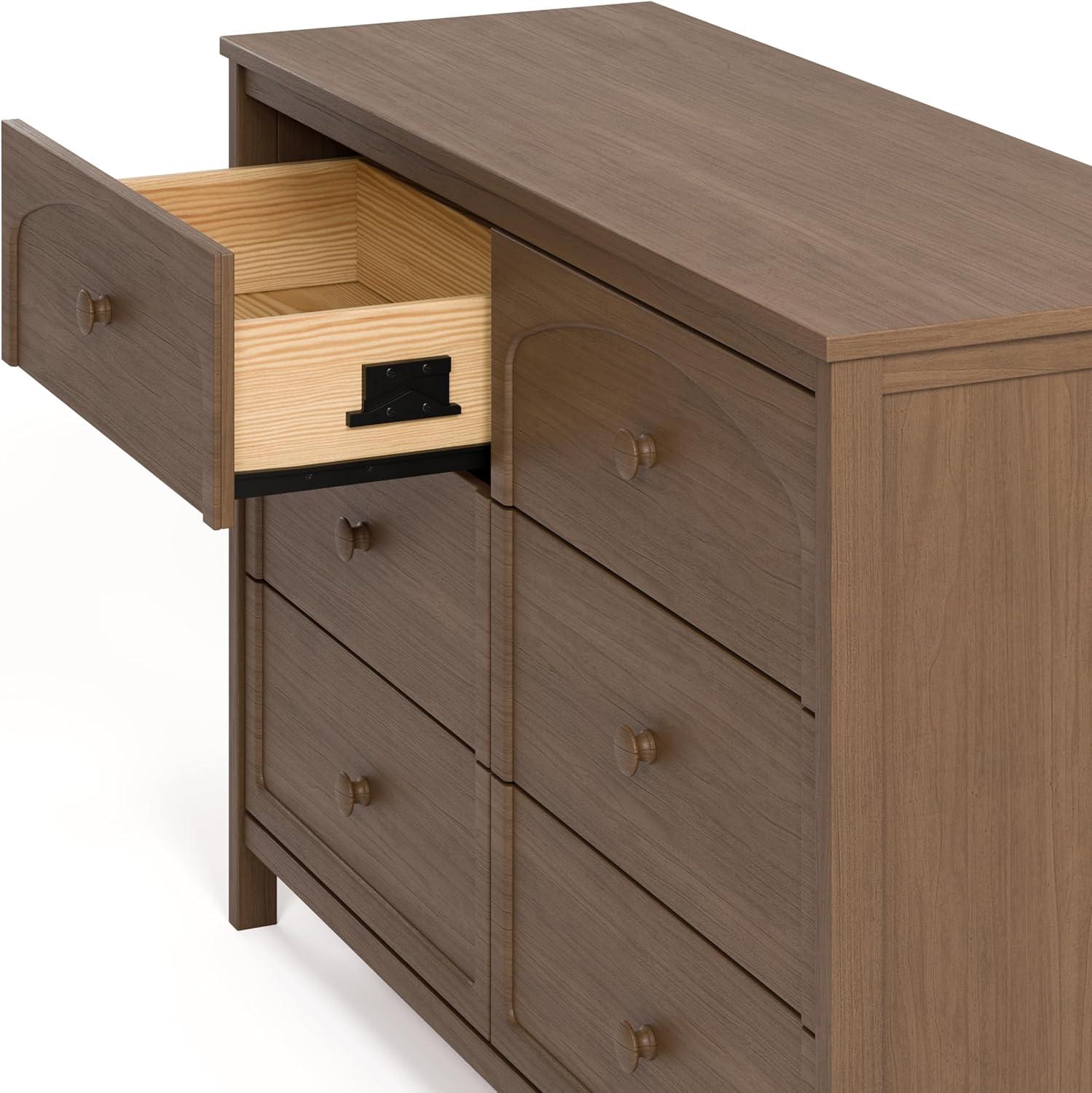 imageGraco Olivia 6 Drawer Double Dresser Driftwood GREENGUARD Gold Certified Storage for Baby and Kids Bedroom Interlocking Drawer System AntiTip Kit IncludedHazelnut