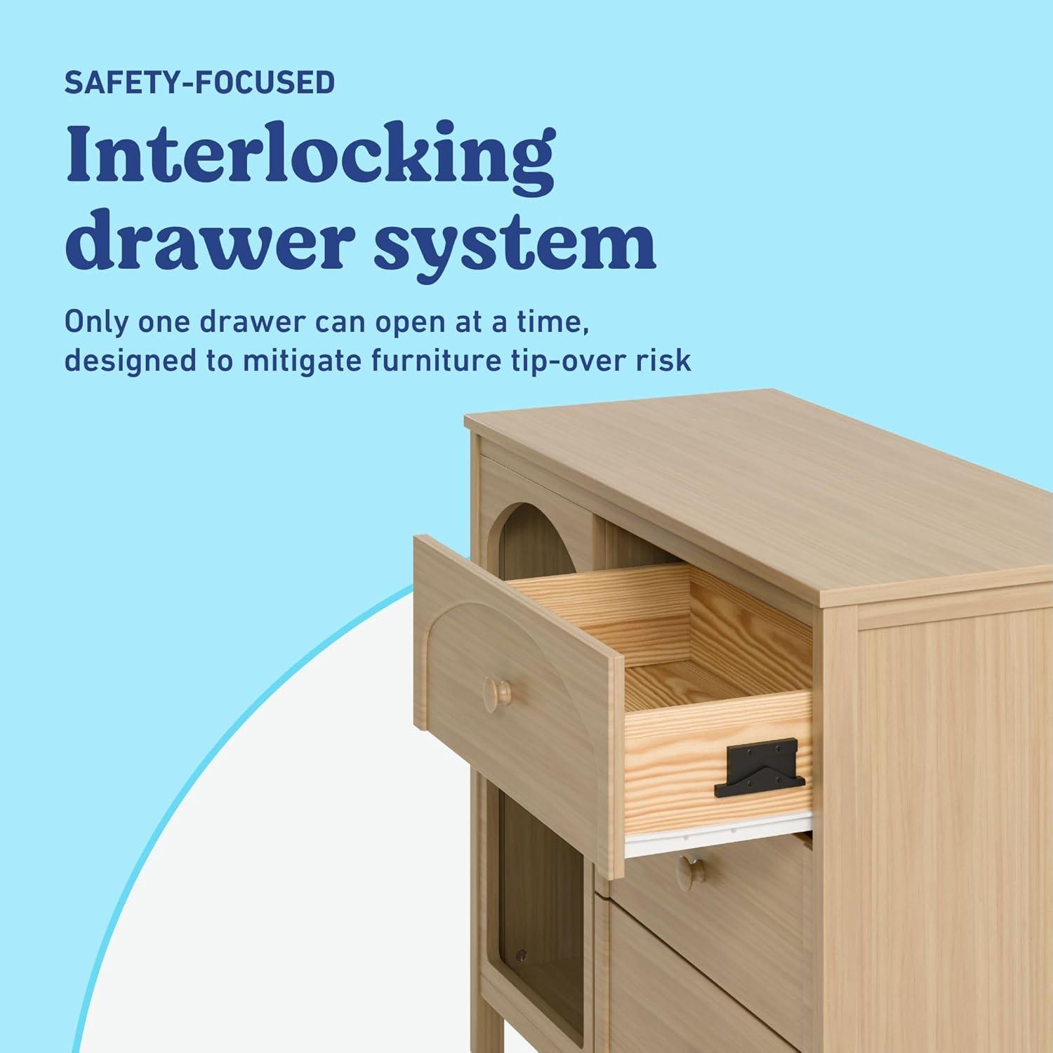 imageGraco Olivia 6 Drawer Double Dresser Driftwood GREENGUARD Gold Certified Storage for Baby and Kids Bedroom Interlocking Drawer System AntiTip Kit IncludedDriftwood