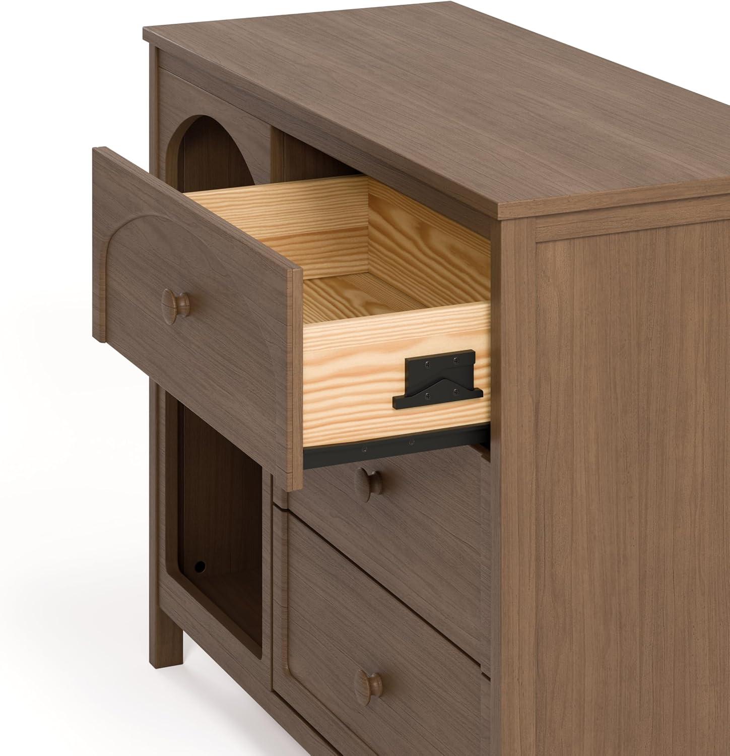 imageGraco Olivia 6 Drawer Double Dresser Driftwood GREENGUARD Gold Certified Storage for Baby and Kids Bedroom Interlocking Drawer System AntiTip Kit IncludedHazelnut