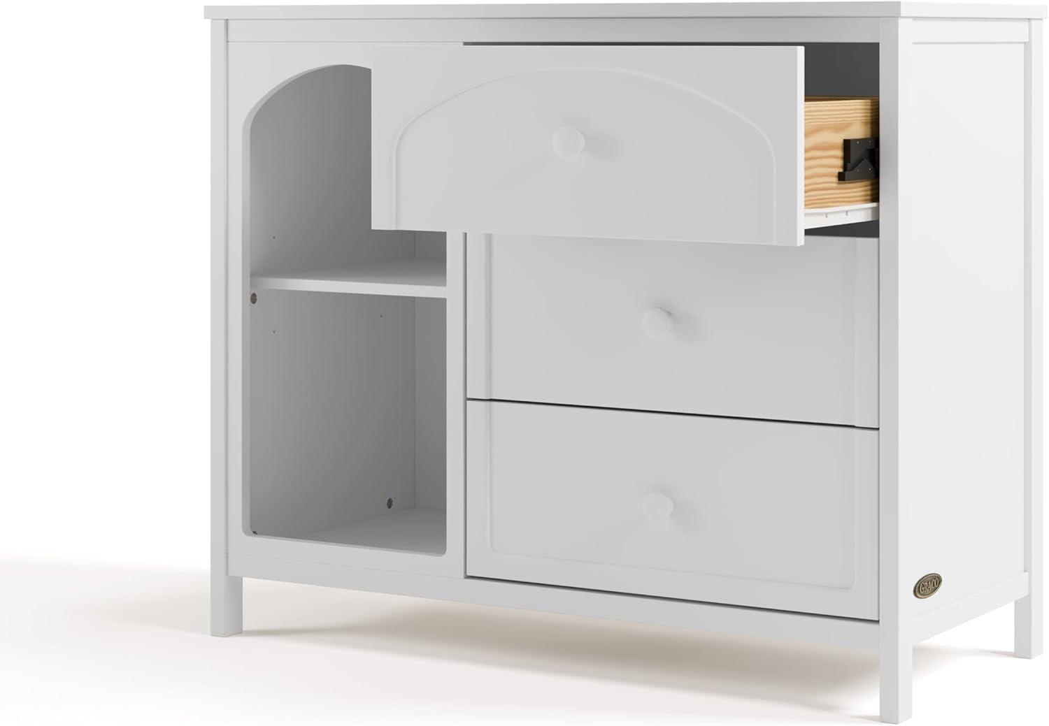 imageGraco Olivia 6 Drawer Double Dresser Driftwood GREENGUARD Gold Certified Storage for Baby and Kids Bedroom Interlocking Drawer System AntiTip Kit IncludedWhite