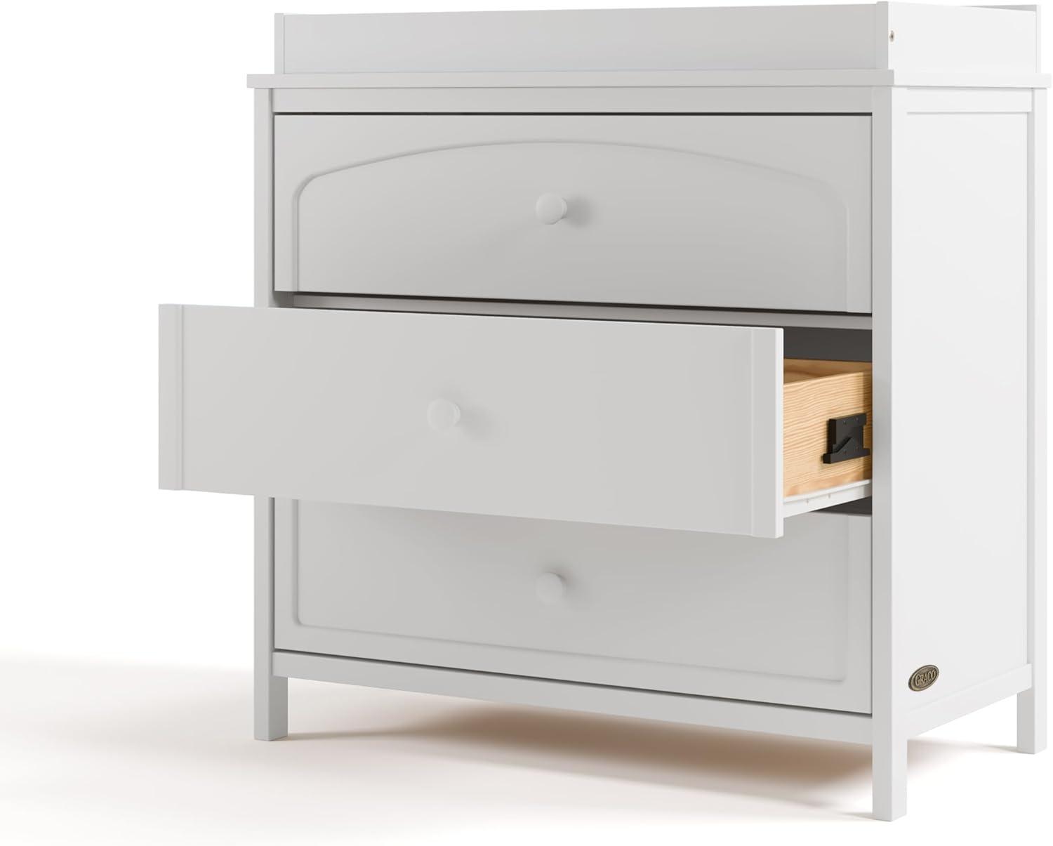 imageGraco Olivia 6 Drawer Double Dresser Driftwood GREENGUARD Gold Certified Storage for Baby and Kids Bedroom Interlocking Drawer System AntiTip Kit IncludedWhite