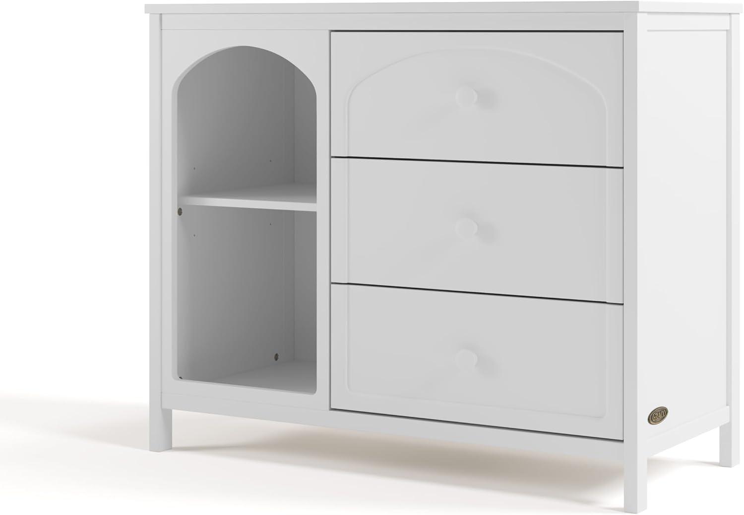 imageGraco Olivia 6 Drawer Double Dresser Driftwood GREENGUARD Gold Certified Storage for Baby and Kids Bedroom Interlocking Drawer System AntiTip Kit IncludedWhite