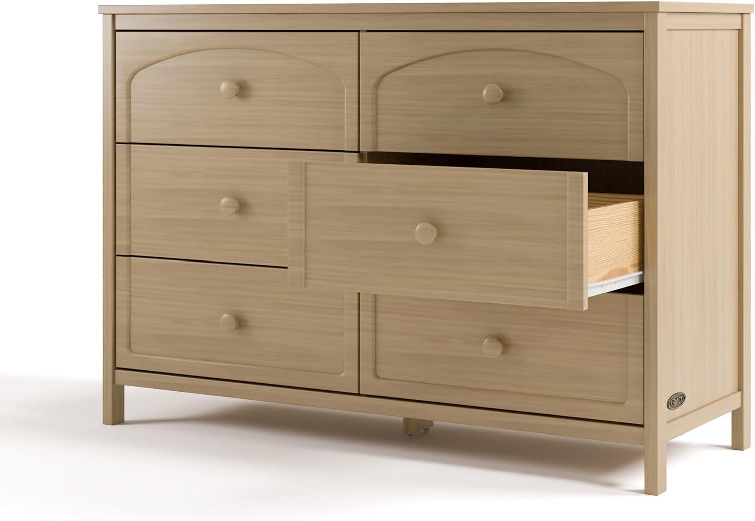 imageGraco Olivia 6 Drawer Double Dresser Driftwood GREENGUARD Gold Certified Storage for Baby and Kids Bedroom Interlocking Drawer System AntiTip Kit IncludedDriftwood