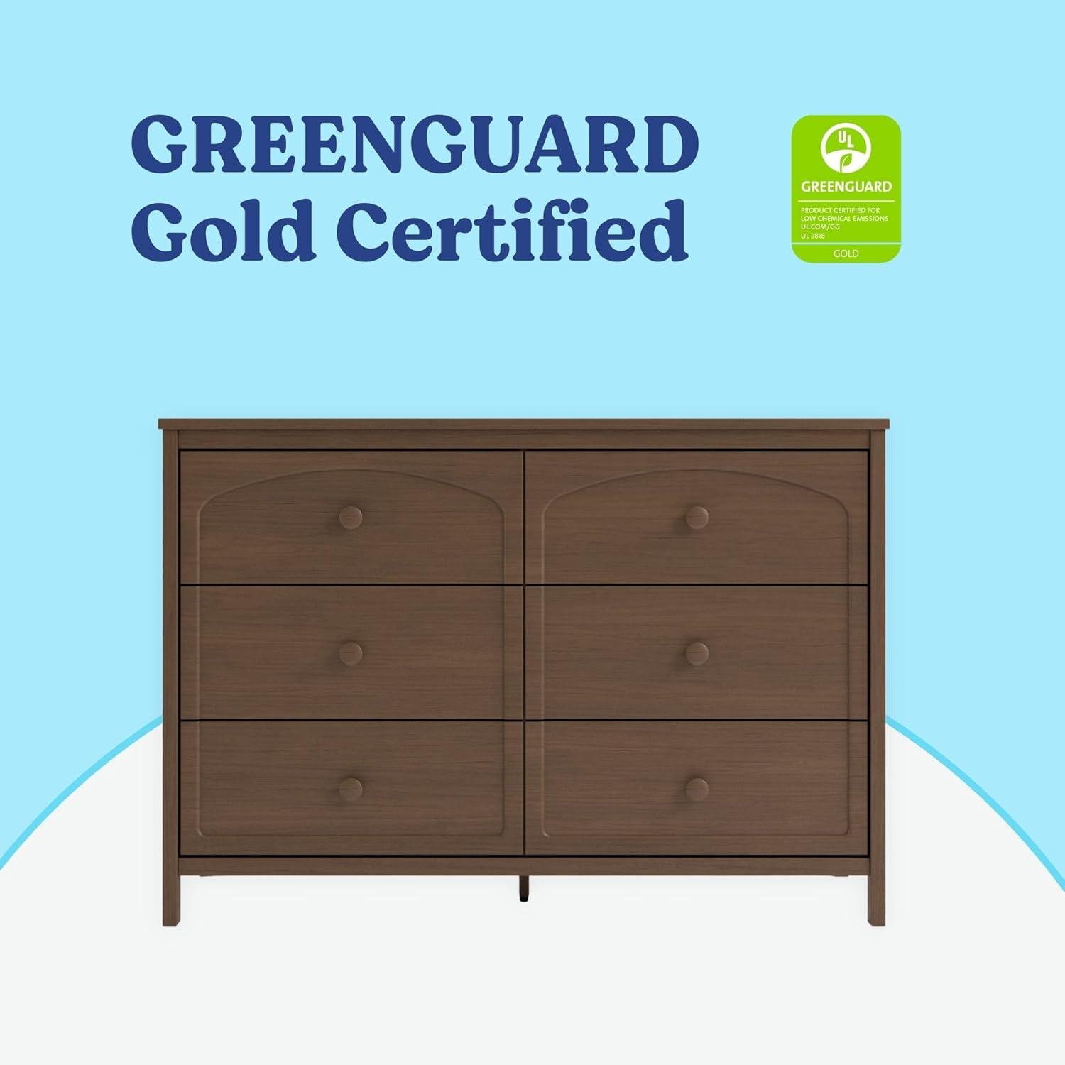 imageGraco Olivia 6 Drawer Double Dresser Driftwood GREENGUARD Gold Certified Storage for Baby and Kids Bedroom Interlocking Drawer System AntiTip Kit IncludedHazelnut