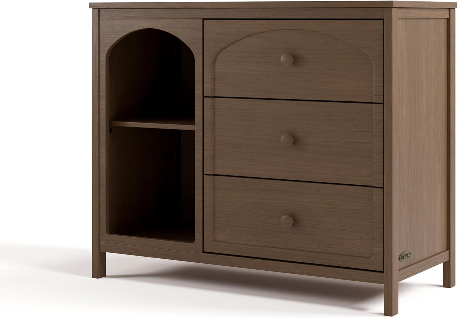 imageGraco Olivia 6 Drawer Double Dresser Driftwood GREENGUARD Gold Certified Storage for Baby and Kids Bedroom Interlocking Drawer System AntiTip Kit IncludedHazelnut