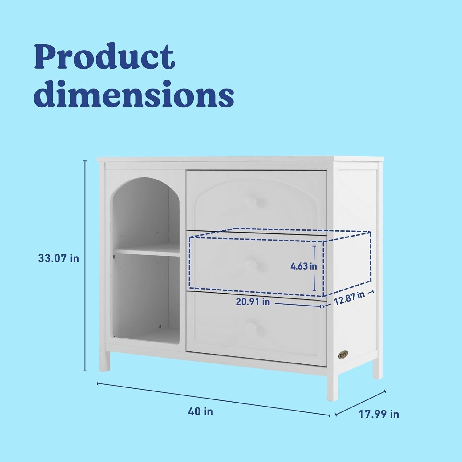 imageGraco Olivia 6 Drawer Double Dresser Driftwood GREENGUARD Gold Certified Storage for Baby and Kids Bedroom Interlocking Drawer System AntiTip Kit IncludedWhite