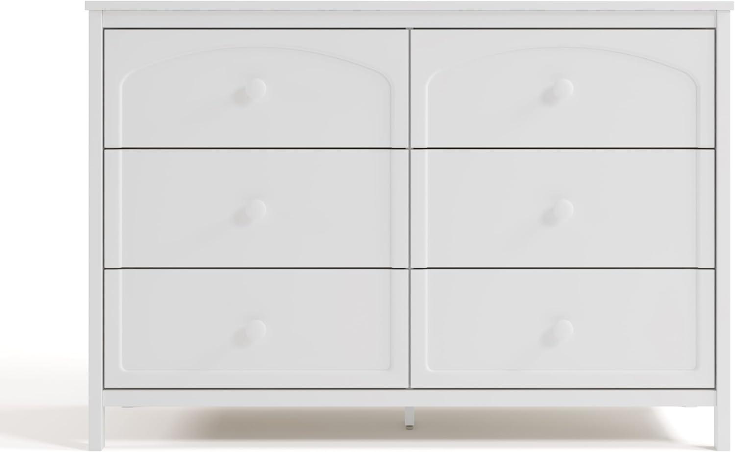 imageGraco Olivia 6 Drawer Double Dresser Driftwood GREENGUARD Gold Certified Storage for Baby and Kids Bedroom Interlocking Drawer System AntiTip Kit IncludedWhite