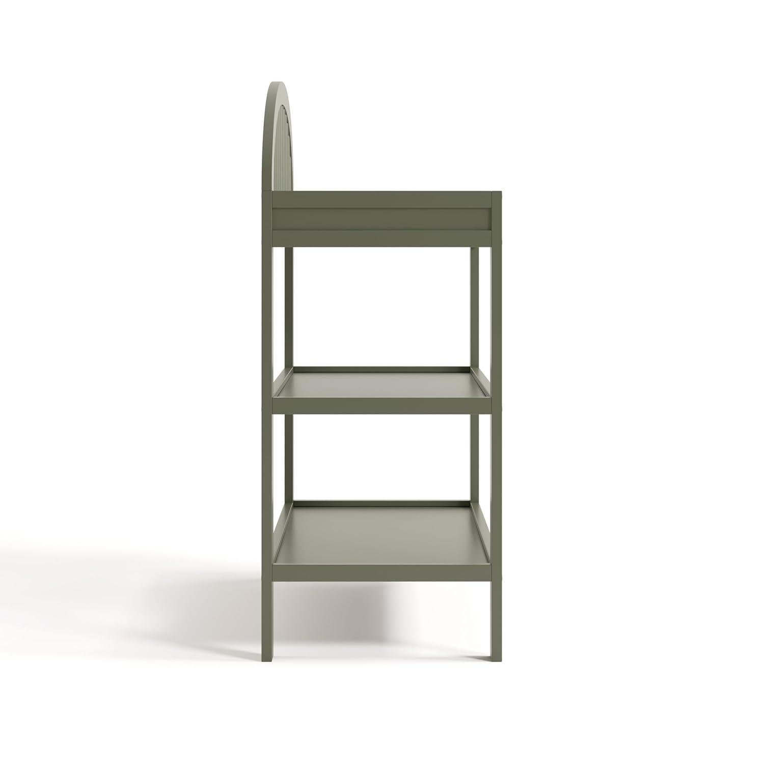 imageGraco Olivia Changing Table with WaterResistant Changing Pad Driftwood GREENGUARD Gold Certified Includes Bonus WaterResistant Changing Pad with Safety Strap 2 Open Shelves Stylish DesignOlive