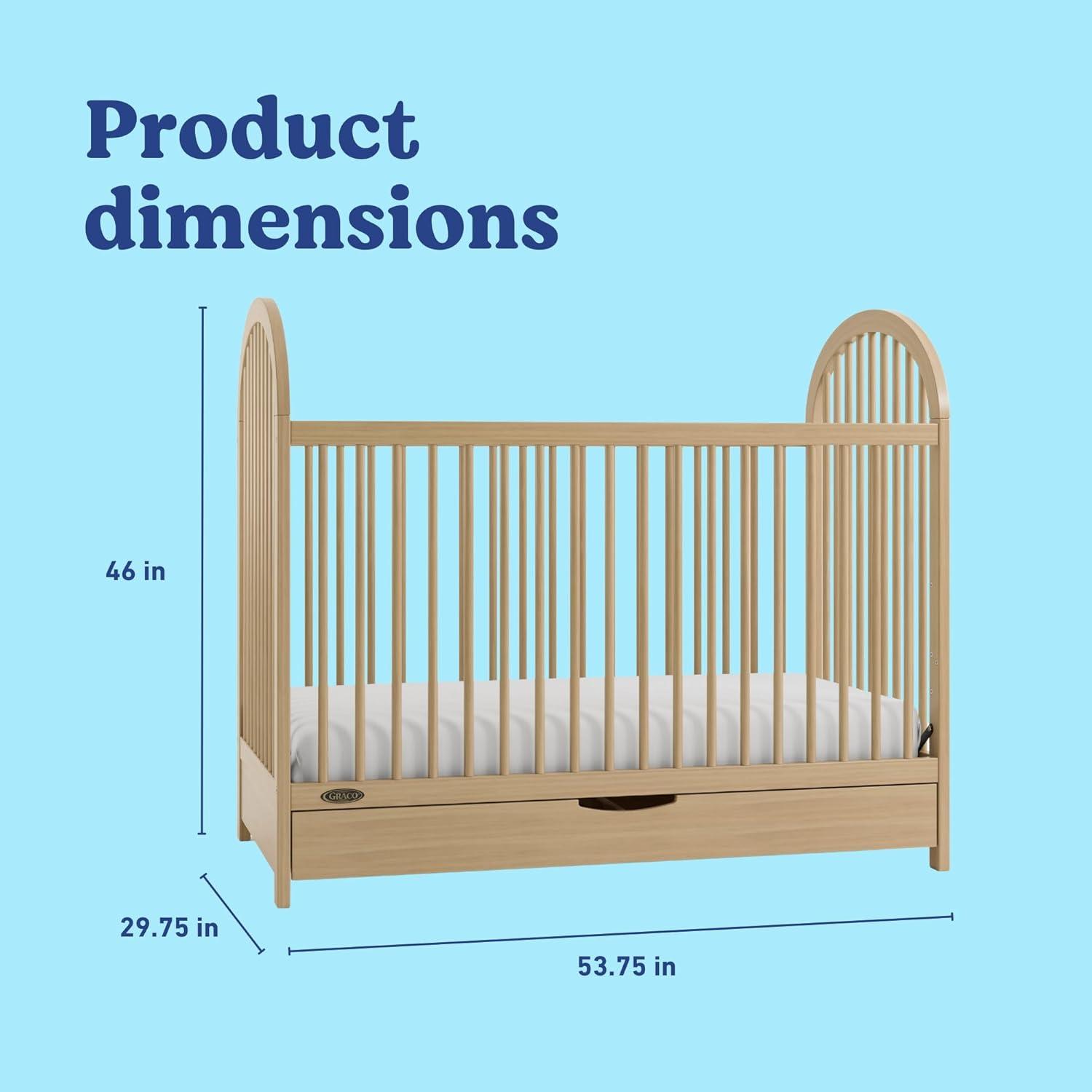 imageGraco Olivia Convertible Crib Black GREENGUARD Gold Certified 100 Solid Wood Fits Standard Crib Mattress Converts to Toddler Bed and Daybed 4 Adjustable Mattress HeightsDriftwood