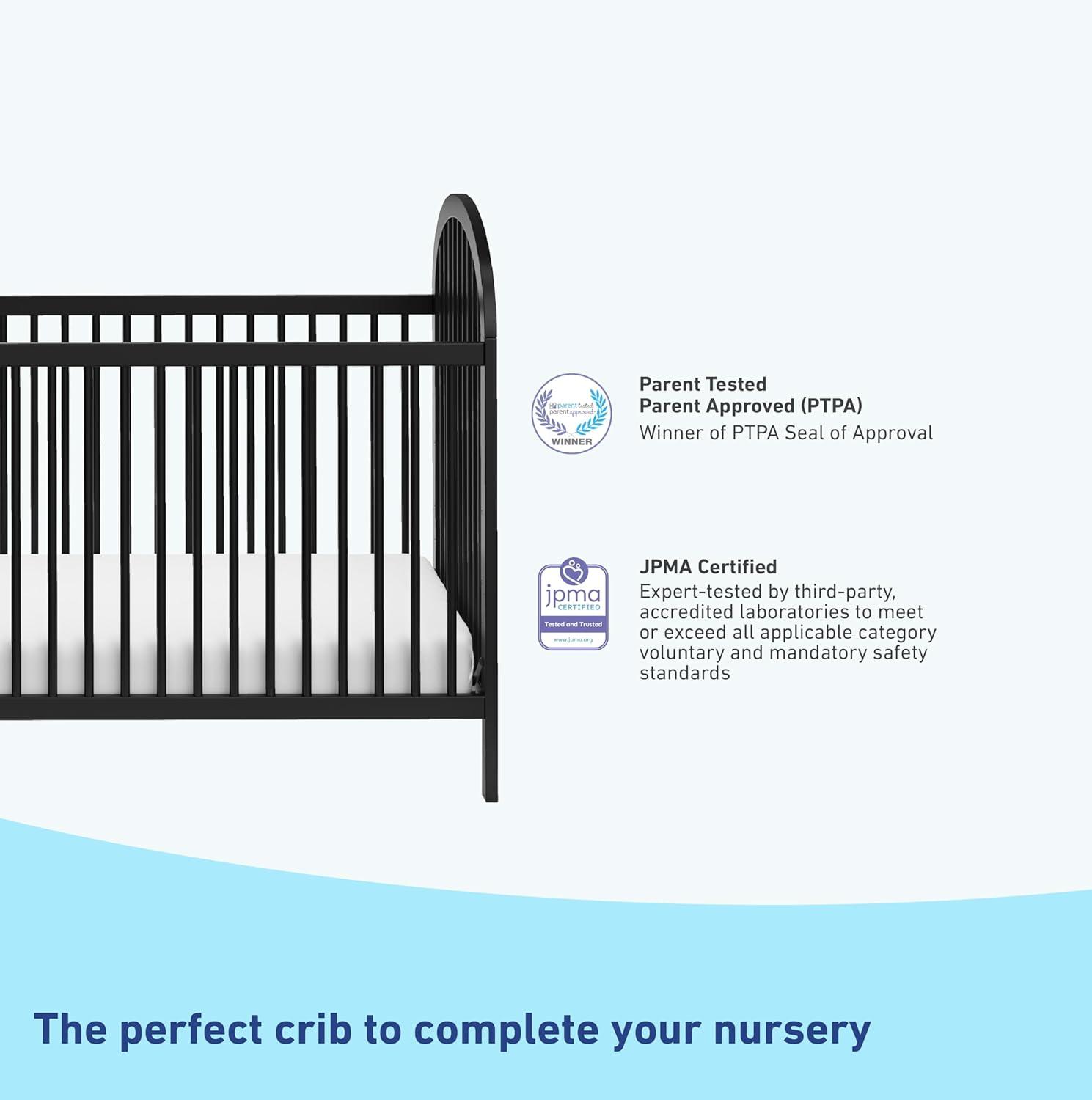 imageGraco Olivia Convertible Crib Black GREENGUARD Gold Certified 100 Solid Wood Fits Standard Crib Mattress Converts to Toddler Bed and Daybed 4 Adjustable Mattress HeightsBlack