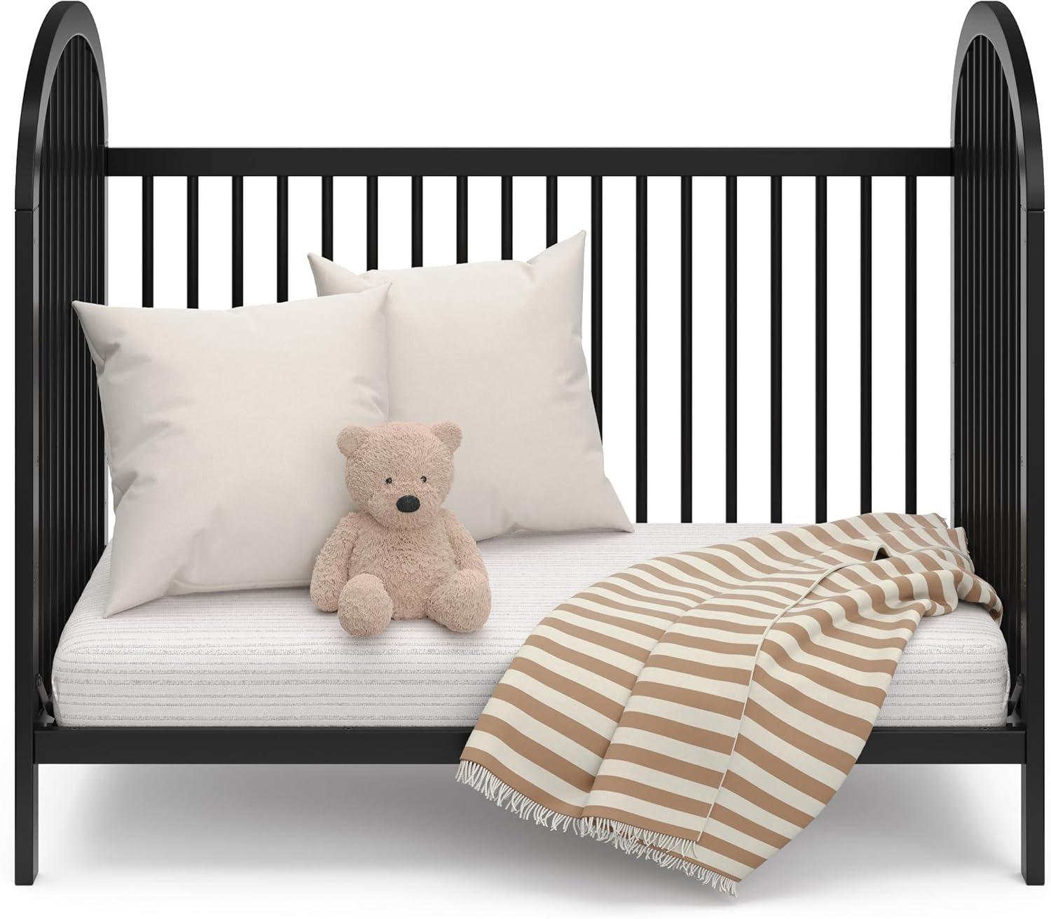 imageGraco Olivia Convertible Crib Black GREENGUARD Gold Certified 100 Solid Wood Fits Standard Crib Mattress Converts to Toddler Bed and Daybed 4 Adjustable Mattress HeightsBlack