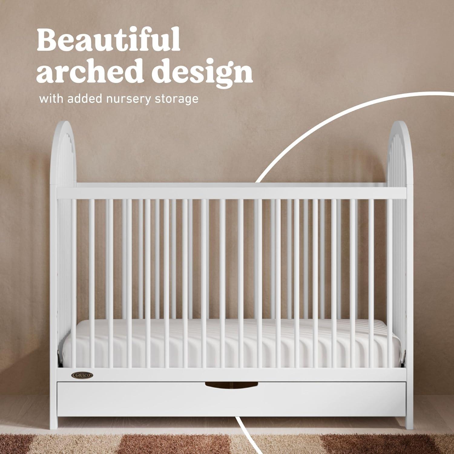 imageGraco Olivia Convertible Crib Black GREENGUARD Gold Certified 100 Solid Wood Fits Standard Crib Mattress Converts to Toddler Bed and Daybed 4 Adjustable Mattress HeightsWhite