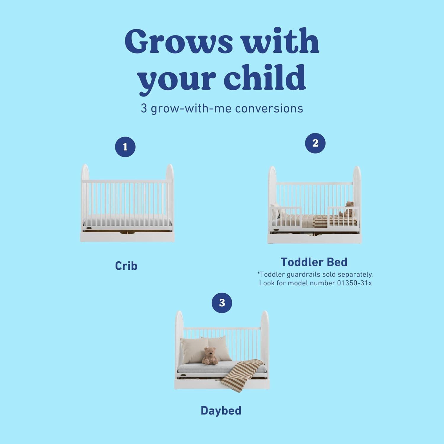 imageGraco Olivia Convertible Crib Black GREENGUARD Gold Certified 100 Solid Wood Fits Standard Crib Mattress Converts to Toddler Bed and Daybed 4 Adjustable Mattress HeightsWhite