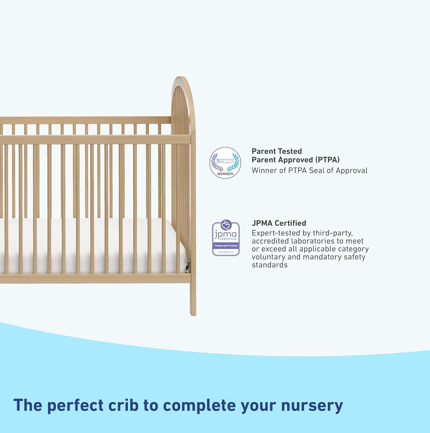 imageGraco Olivia Convertible Crib Hazelnut GREENGUARD Gold Certified 100 Solid Wood Fits Standard Crib Mattress Converts to Toddler Bed and Daybed 4 Adjustable Mattress HeightsDriftwood