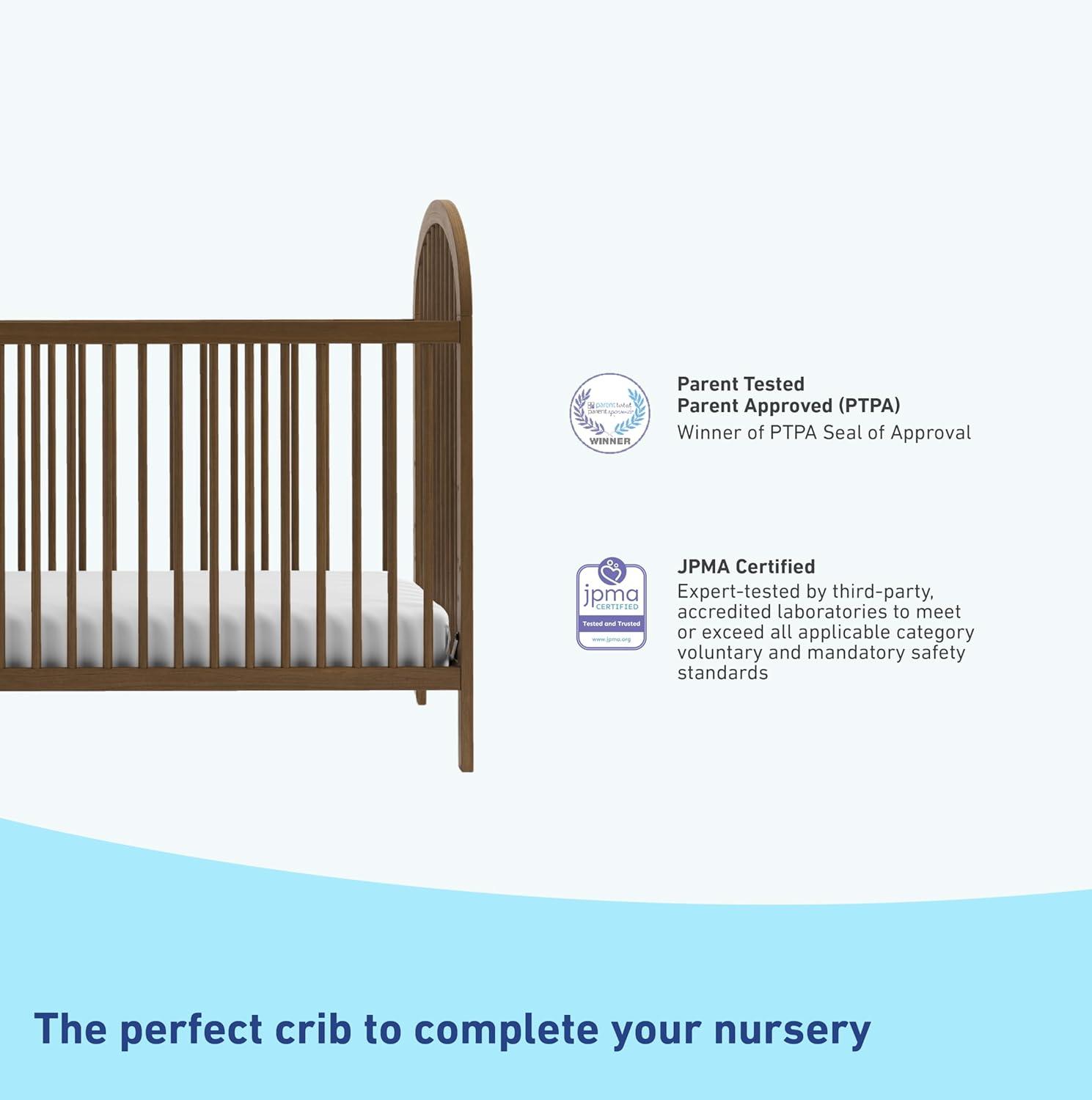 imageGraco Olivia Convertible Crib Hazelnut GREENGUARD Gold Certified 100 Solid Wood Fits Standard Crib Mattress Converts to Toddler Bed and Daybed 4 Adjustable Mattress HeightsHazelnut