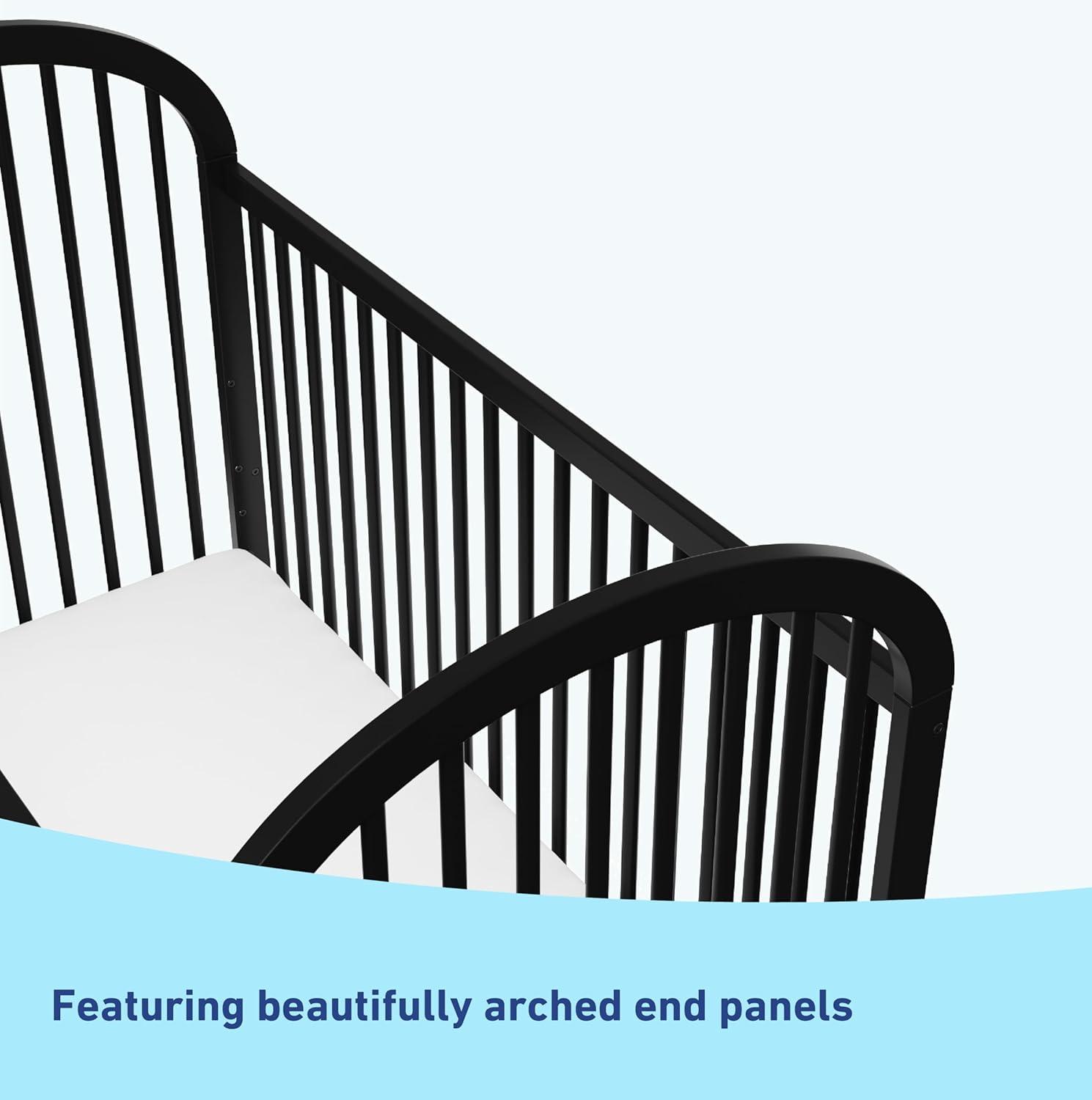 imageGraco Olivia Convertible Crib Hazelnut GREENGUARD Gold Certified 100 Solid Wood Fits Standard Crib Mattress Converts to Toddler Bed and Daybed 4 Adjustable Mattress HeightsBlack