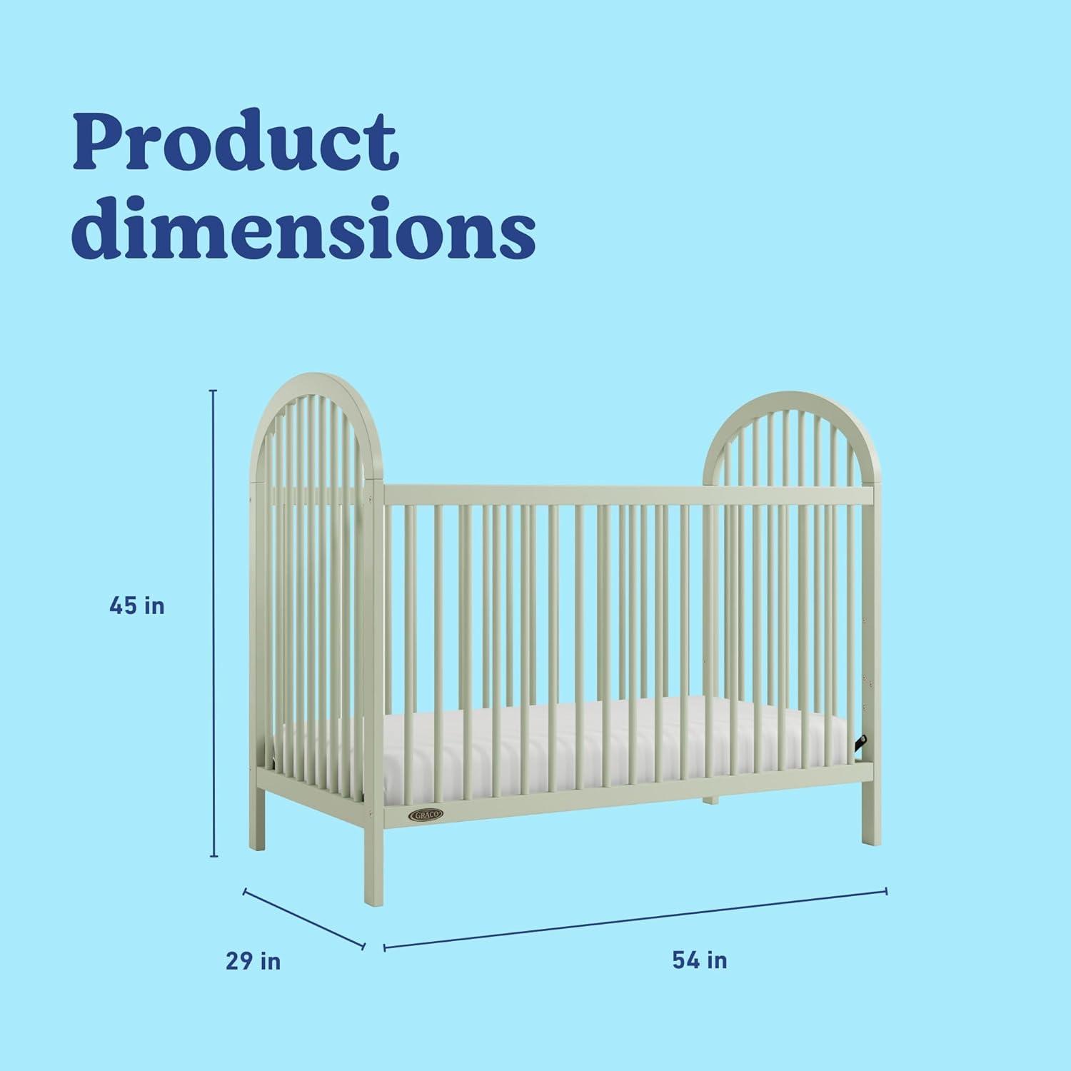 imageGraco Olivia Convertible Crib Hazelnut GREENGUARD Gold Certified 100 Solid Wood Fits Standard Crib Mattress Converts to Toddler Bed and Daybed 4 Adjustable Mattress HeightsSage