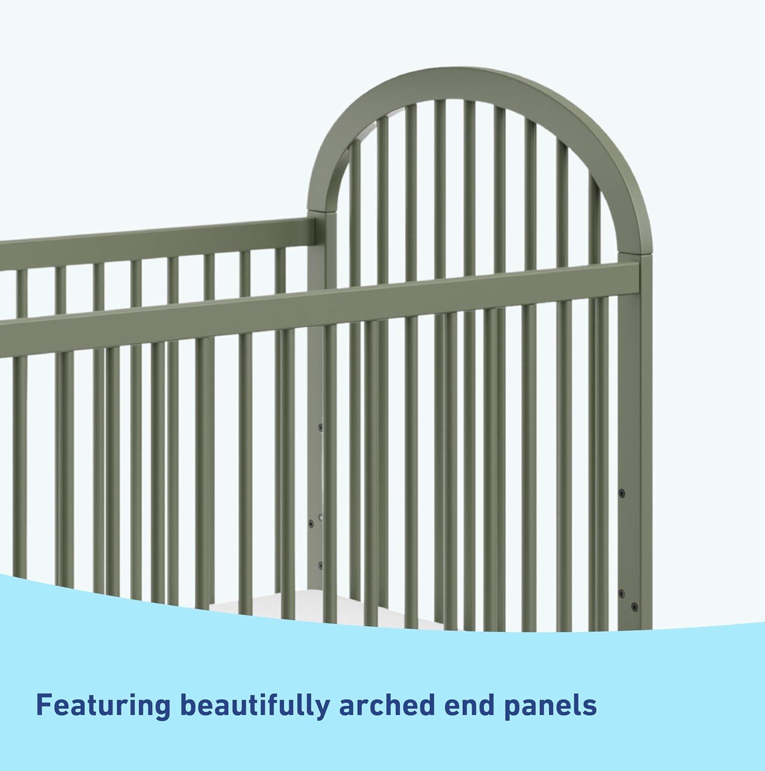 imageGraco Olivia Convertible Crib Hazelnut GREENGUARD Gold Certified 100 Solid Wood Fits Standard Crib Mattress Converts to Toddler Bed and Daybed 4 Adjustable Mattress HeightsOlive