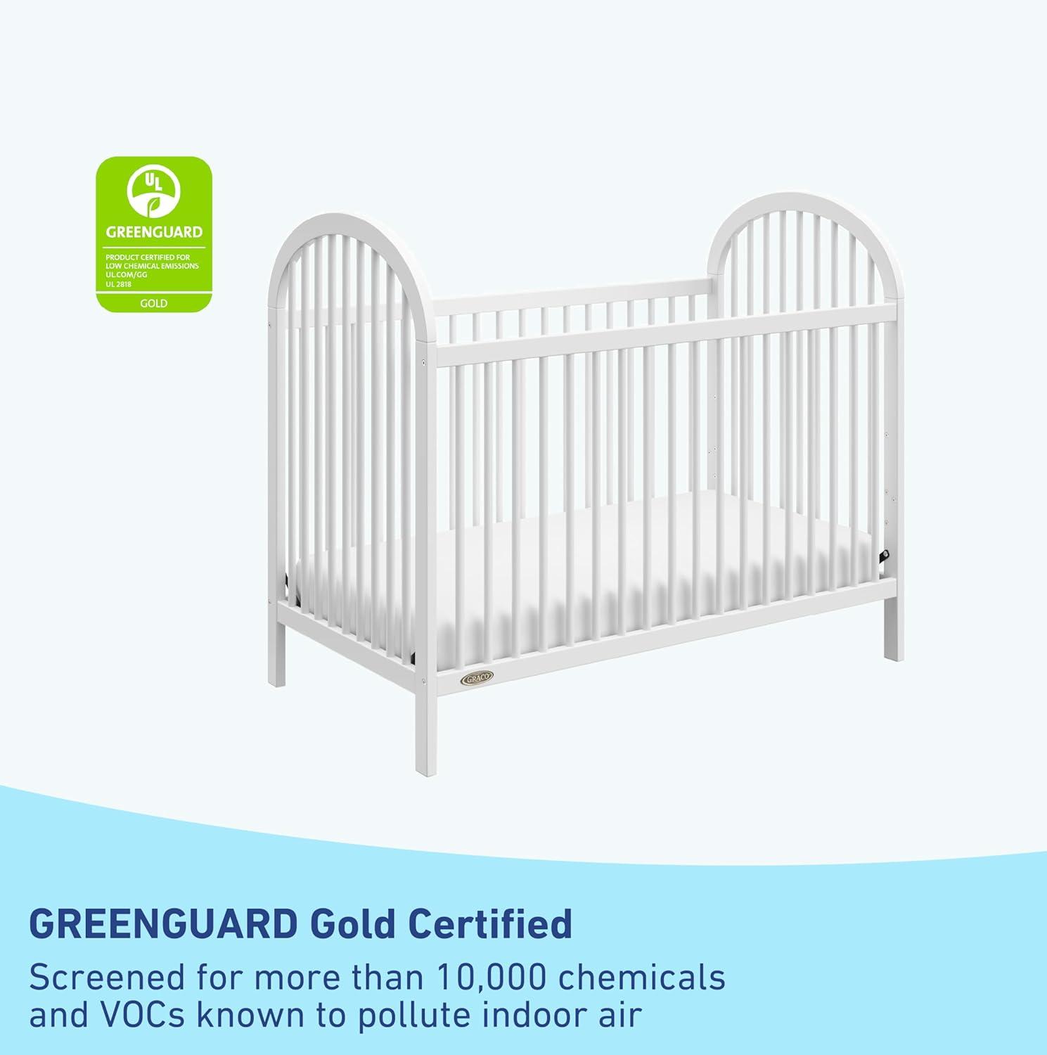 imageGraco Olivia Convertible Crib Hazelnut GREENGUARD Gold Certified 100 Solid Wood Fits Standard Crib Mattress Converts to Toddler Bed and Daybed 4 Adjustable Mattress HeightsWhite