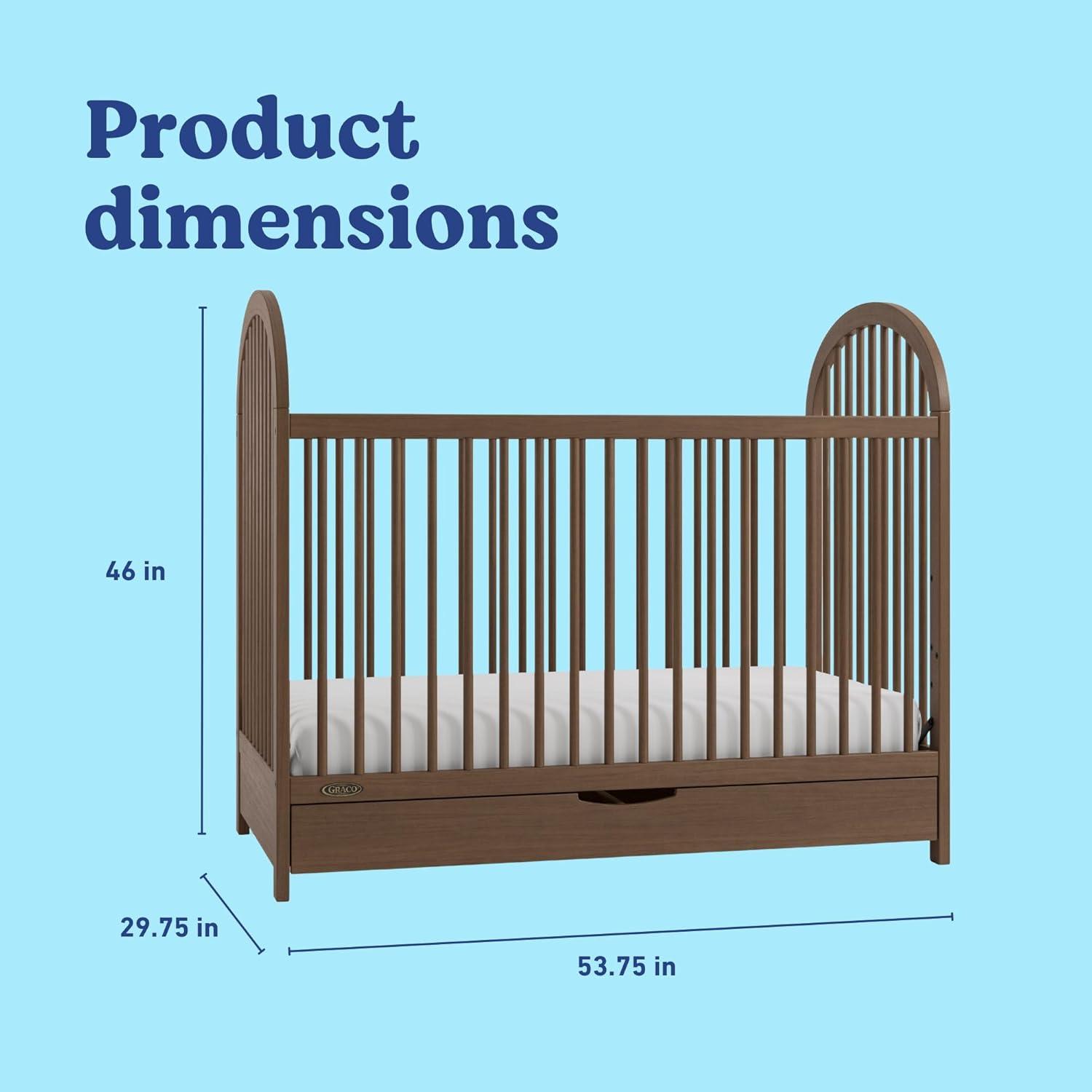 imageGraco Olivia Convertible Crib Hazelnut GREENGUARD Gold Certified 100 Solid Wood Fits Standard Crib Mattress Converts to Toddler Bed and Daybed 4 Adjustable Mattress HeightsHazelnut