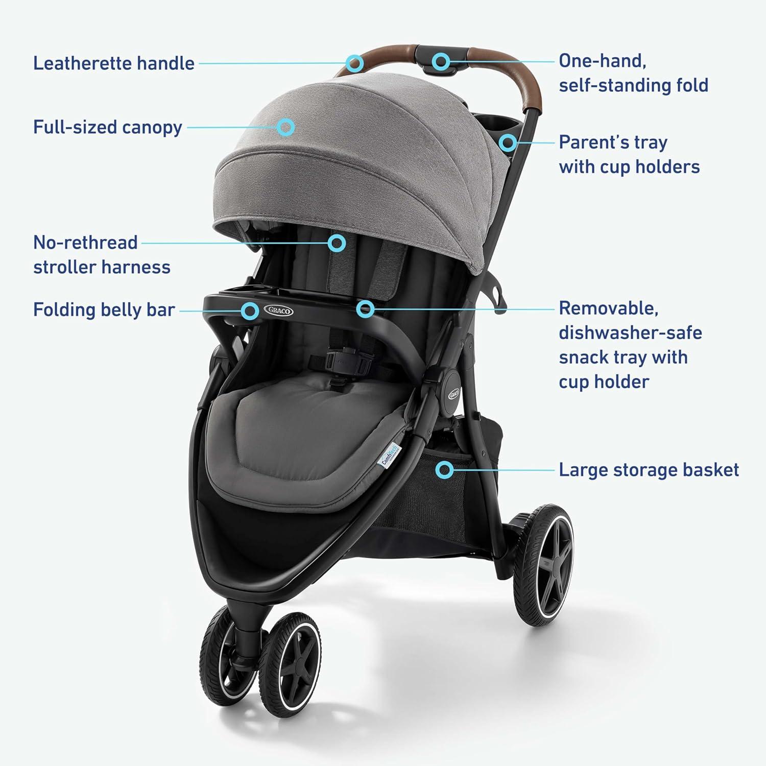 imageGraco Outpace LX AllTerrain Travel System Includes SnugRide 30 Lite Infant Car Seat Briggs HighPerformance StrollerCar Seat Combo Practical ampamp DurableStroller