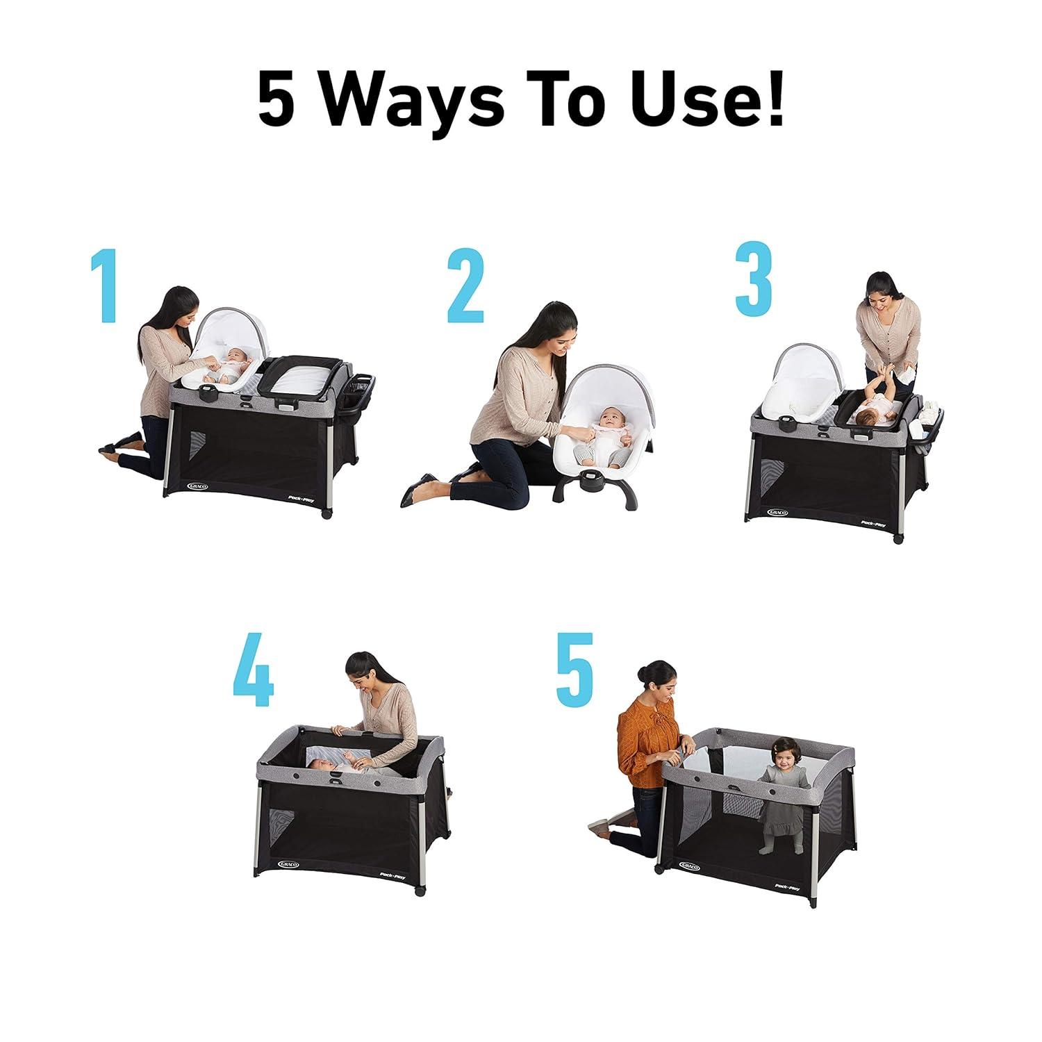 imageGraco Pack n Play Dome LX Playard with Baby Bassinet Lightweight Portable Crib PushButton Fold Travel Crib Redmond ConvertibleRemi