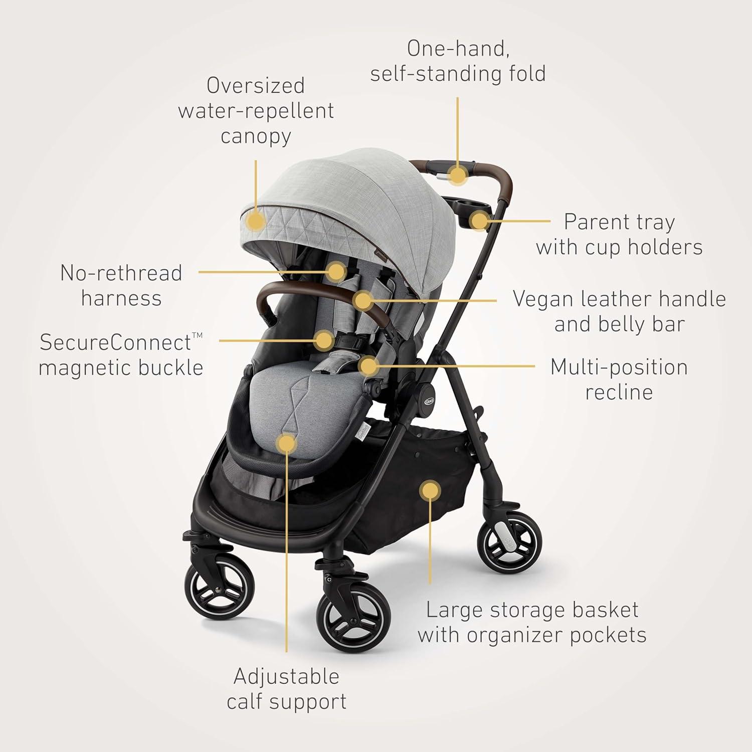 imageGraco Premier Merge Travel System 3in1 Car Seat Stroller Combo with EZ Spin Wheels for 360 RotationIncludes SnugRide SnugFit 35 LX Infant Car Seat MidtownStroller