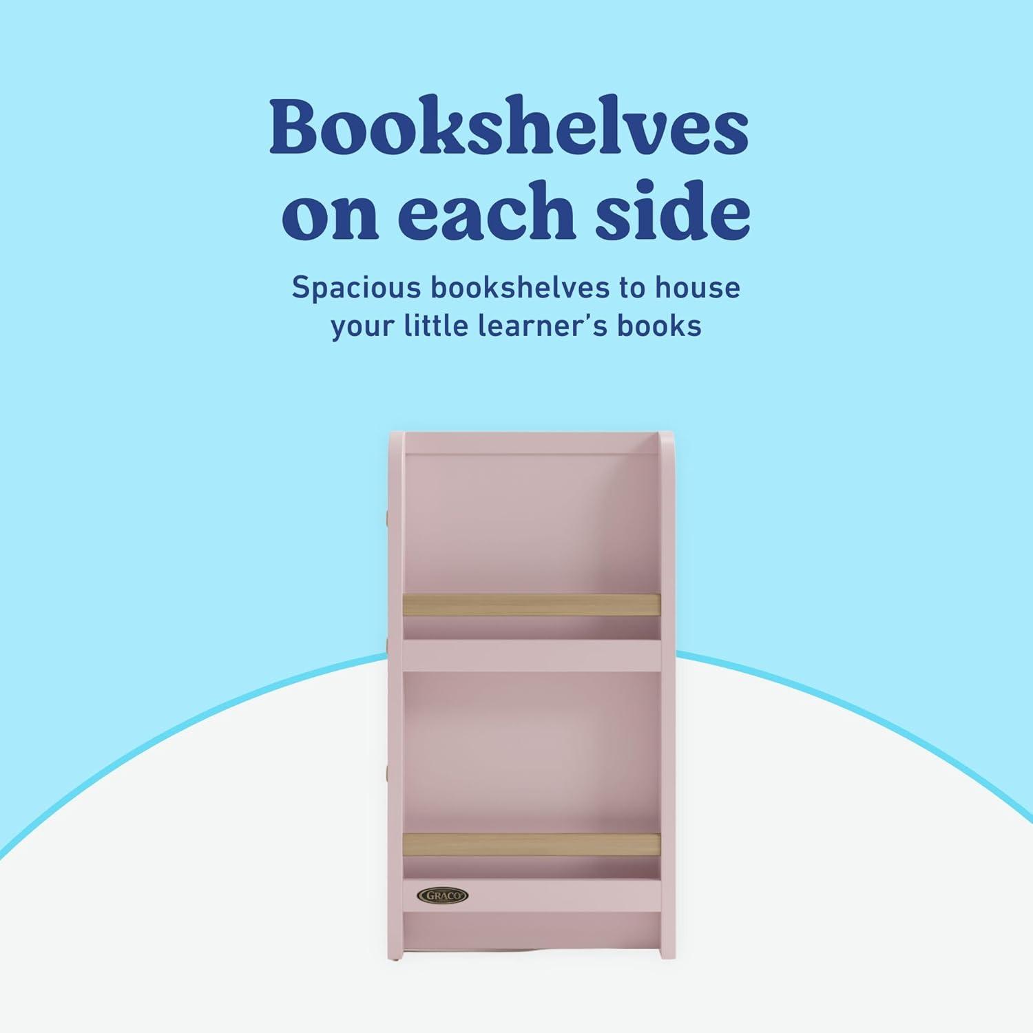 imageGraco ReadwithMe 3 Drawer Chest with Bookshelves and Removable Changing Topper White with Driftwood GREENGUARD Gold Certified Nursery ampamp Kids Bedroom Wood Chest with Spacious StorageBlush With Driftwood