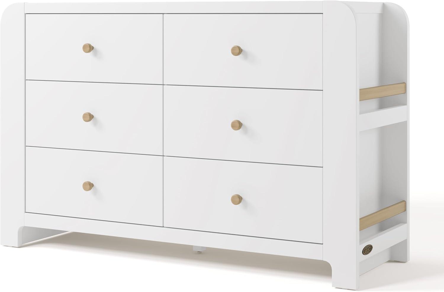 imageGraco ReadwithMe 3 Drawer Chest with Bookshelves and Removable Changing Topper White with Driftwood GREENGUARD Gold Certified Nursery ampamp Kids Bedroom Wood Chest with Spacious StorageWhite With Driftwood