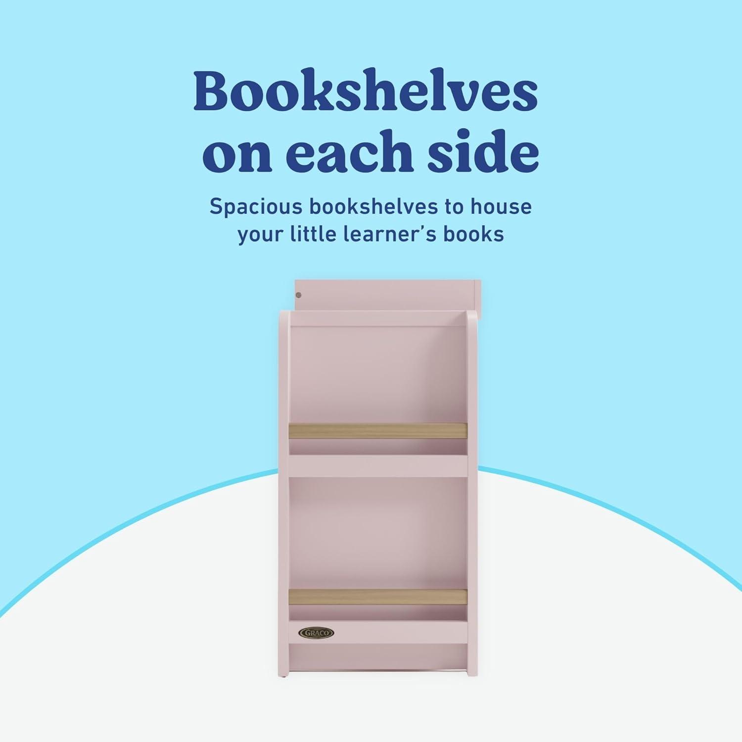 imageGraco ReadwithMe 3 Drawer Chest with Bookshelves and Removable Changing Topper White with Driftwood GREENGUARD Gold Certified Nursery ampamp Kids Bedroom Wood Chest with Spacious StorageBlush With Driftwood