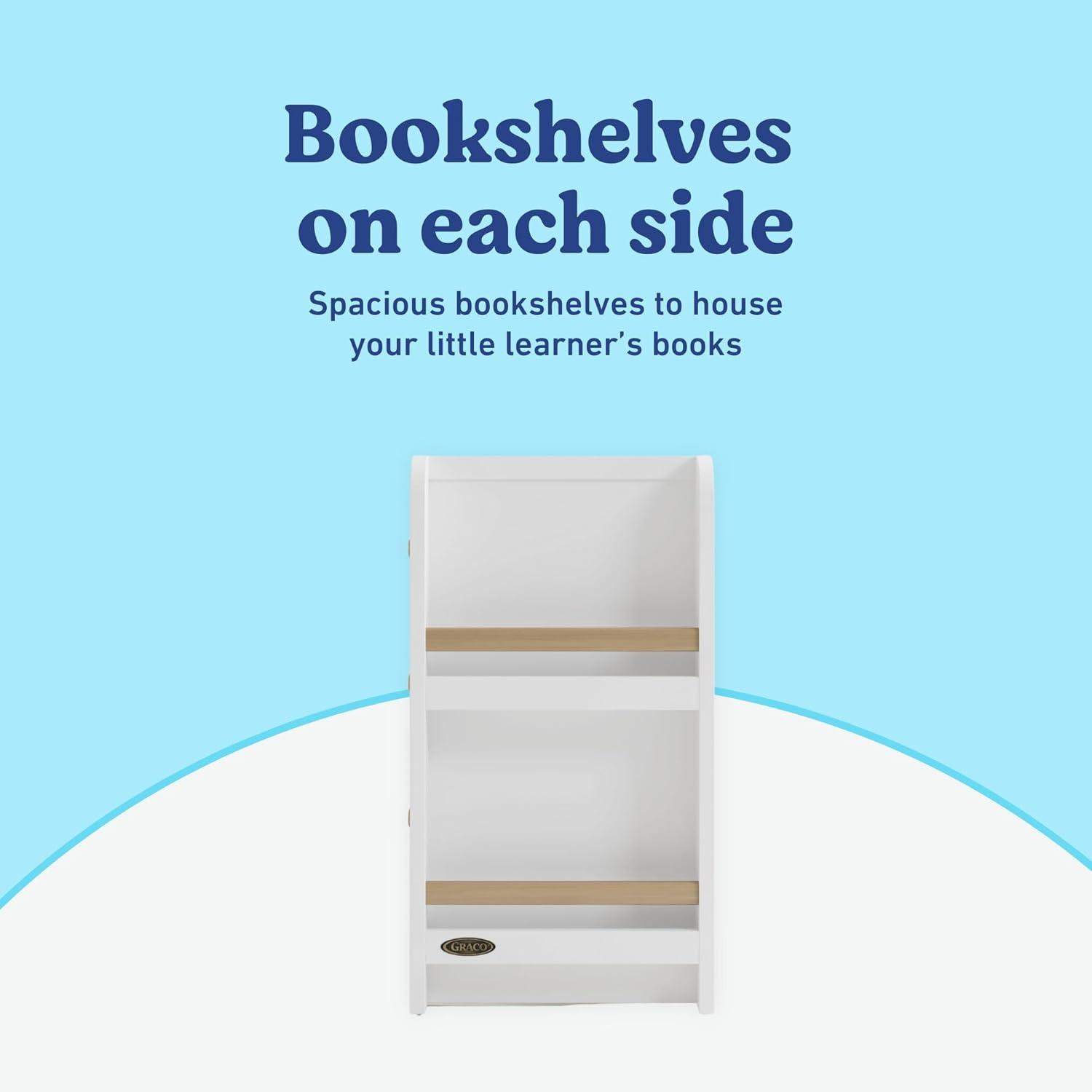 imageGraco ReadwithMe 3 Drawer Chest with Bookshelves and Removable Changing Topper White with Driftwood GREENGUARD Gold Certified Nursery ampamp Kids Bedroom Wood Chest with Spacious StorageWhite With Driftwood