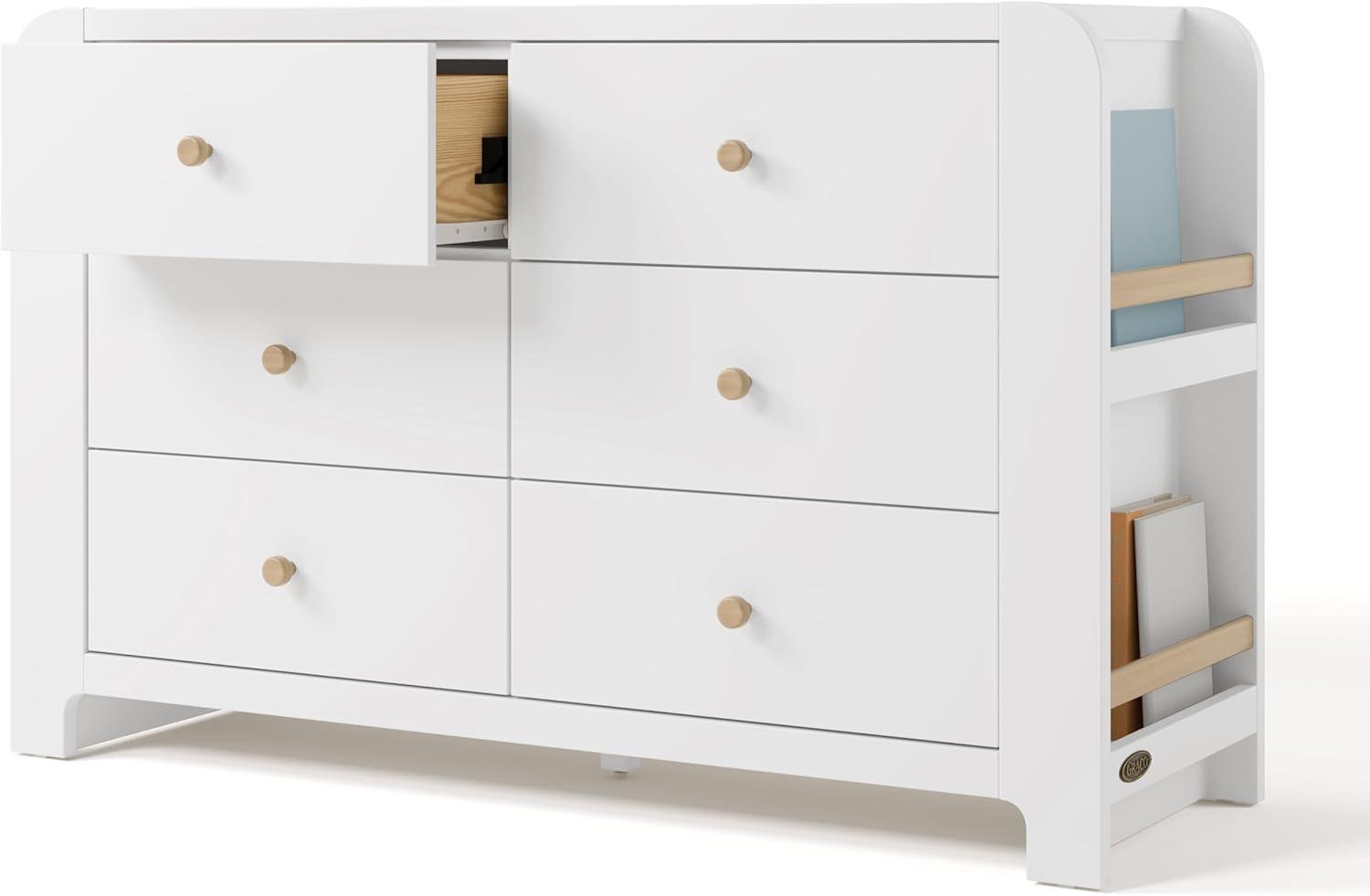 imageGraco ReadwithMe 3 Drawer Chest with Bookshelves and Removable Changing Topper White with Driftwood GREENGUARD Gold Certified Nursery ampamp Kids Bedroom Wood Chest with Spacious StorageWhite With Driftwood