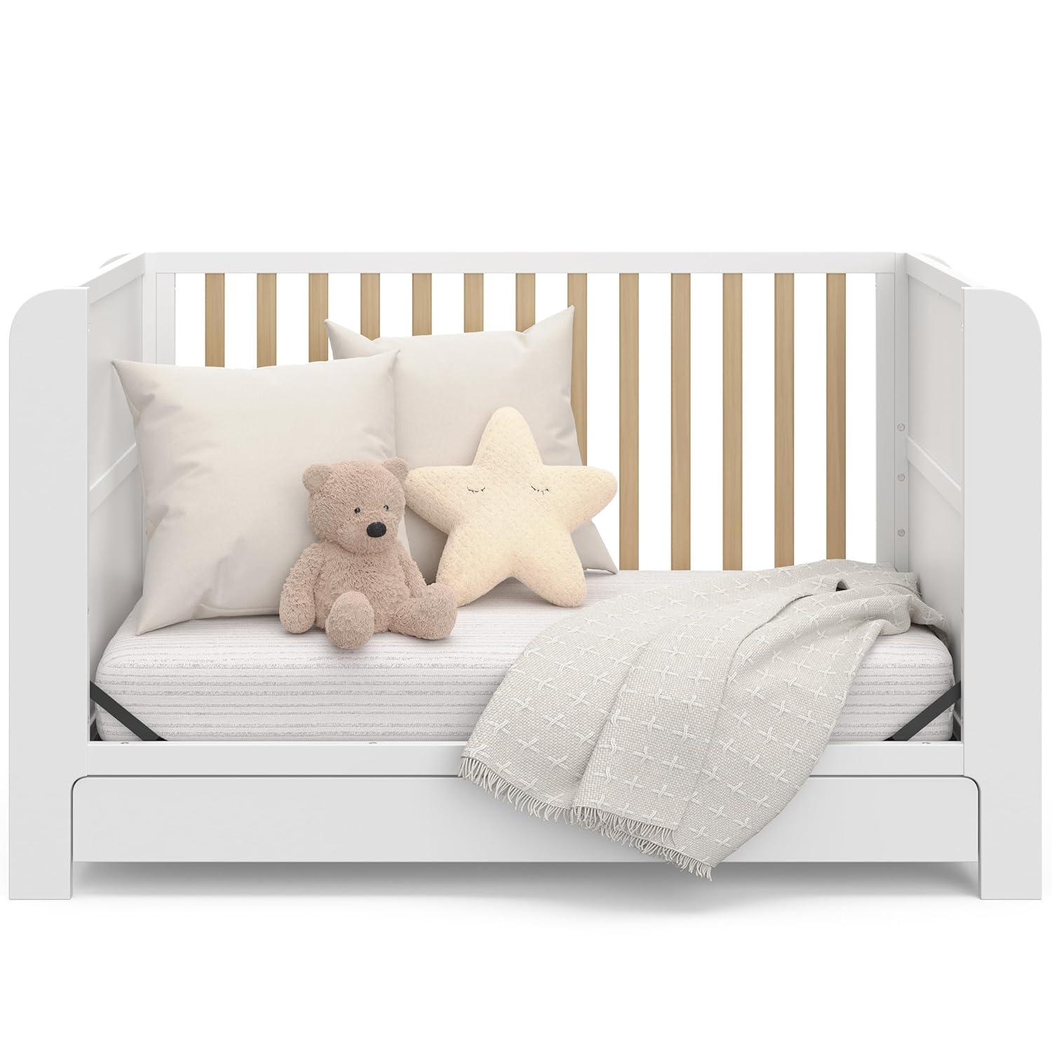 imageGraco ReadwithMe 4in1 Convertible Crib with Drawer Olive with Driftwood GREENGUARD Gold Certified Converts to Toddler Bed Daybed and Functional BookshelvesWhite With Driftwood