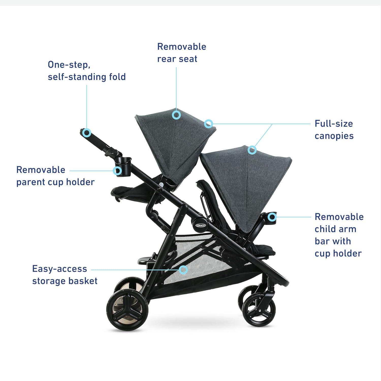 imageGraco Ready2Grow LX 20 Double Stroller Features Bench Seat and Standing Platform Options ClarkRafa