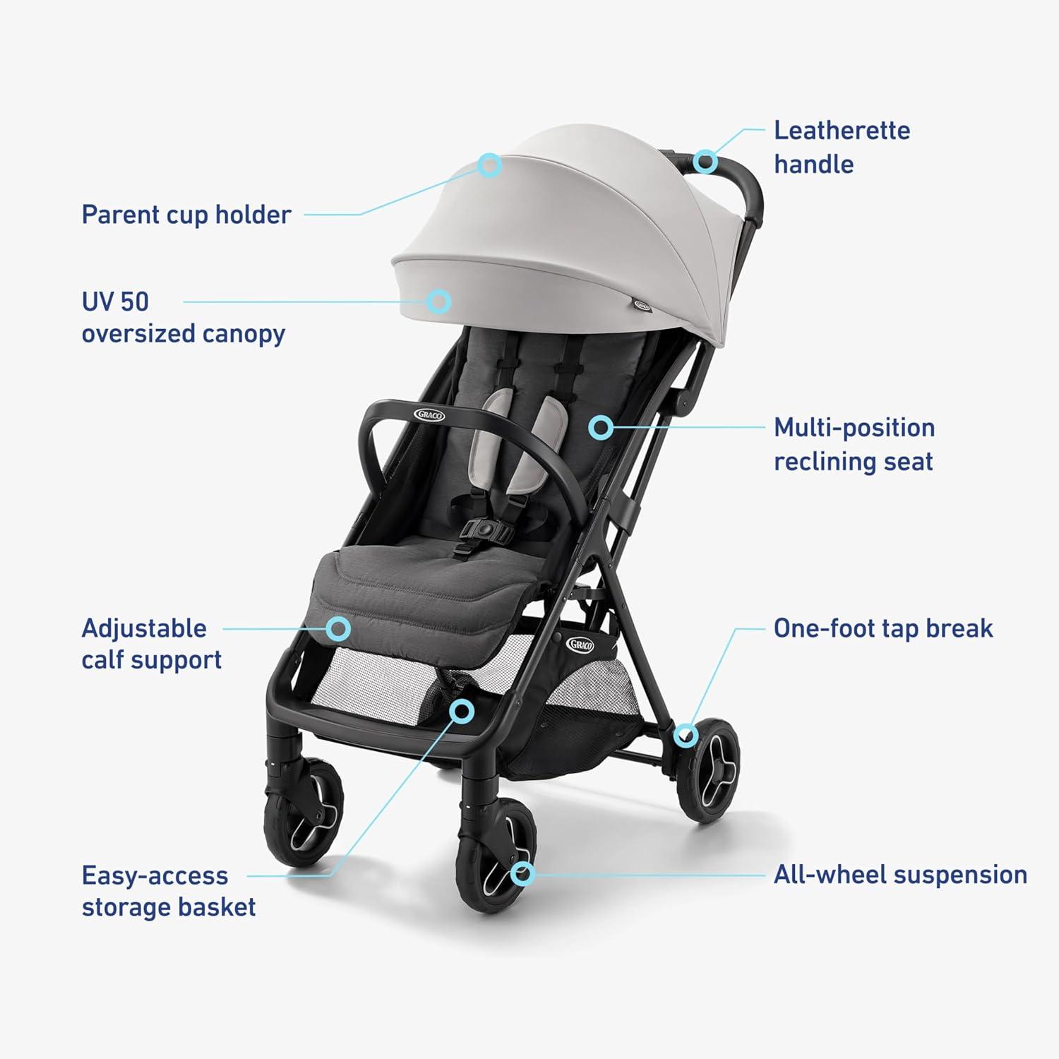 imageGraco Ready2Jet Compact Stroller Overhead Friendly Compact Travel Stroller with Automatic Fold KingstonHaines