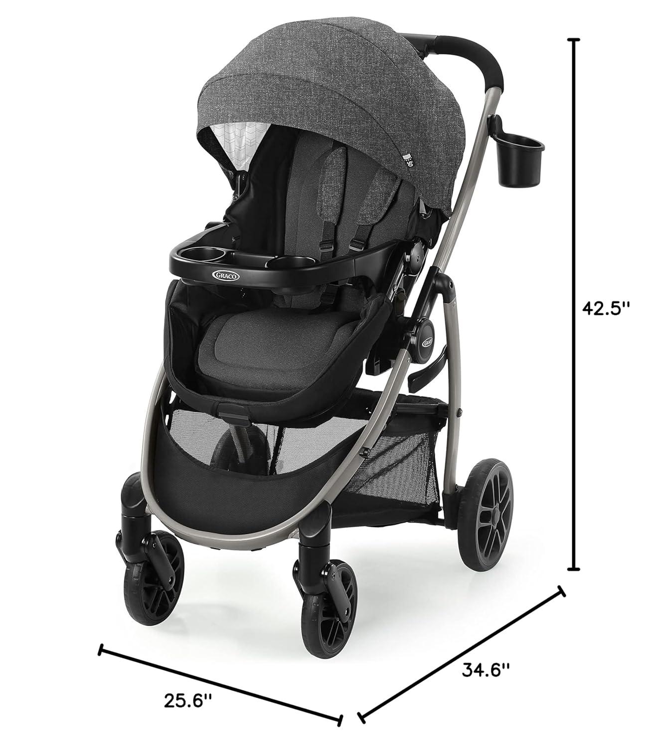 imageGraco Redmond Modes Pramette Stroller 3in1 Convertible Car Seat Carrier Infant Pramette to Toddler Stroller with Reversible Seat and Onehand Fold