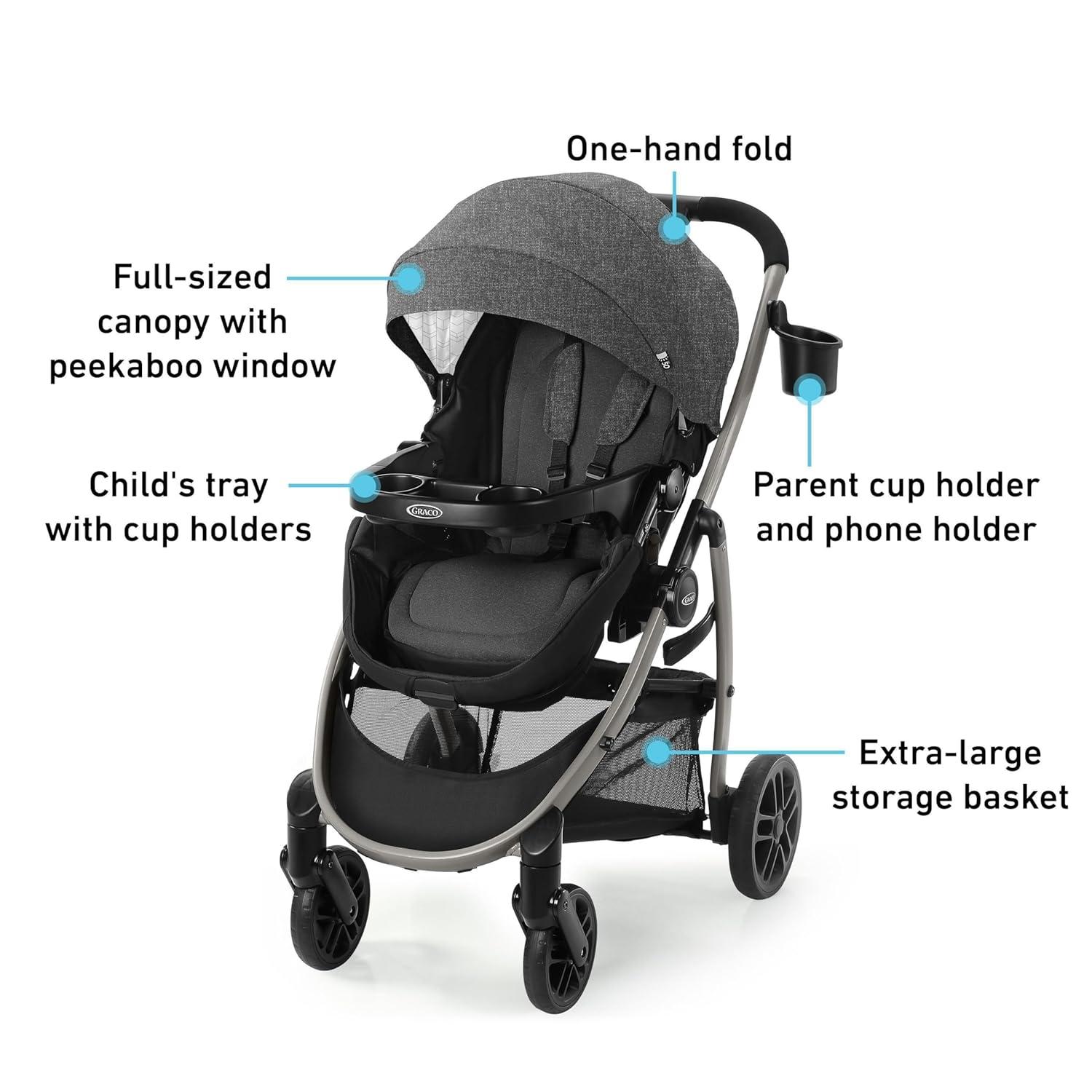 imageGraco Redmond Modes Pramette Stroller 3in1 Convertible Car Seat Carrier Infant Pramette to Toddler Stroller with Reversible Seat and Onehand Fold