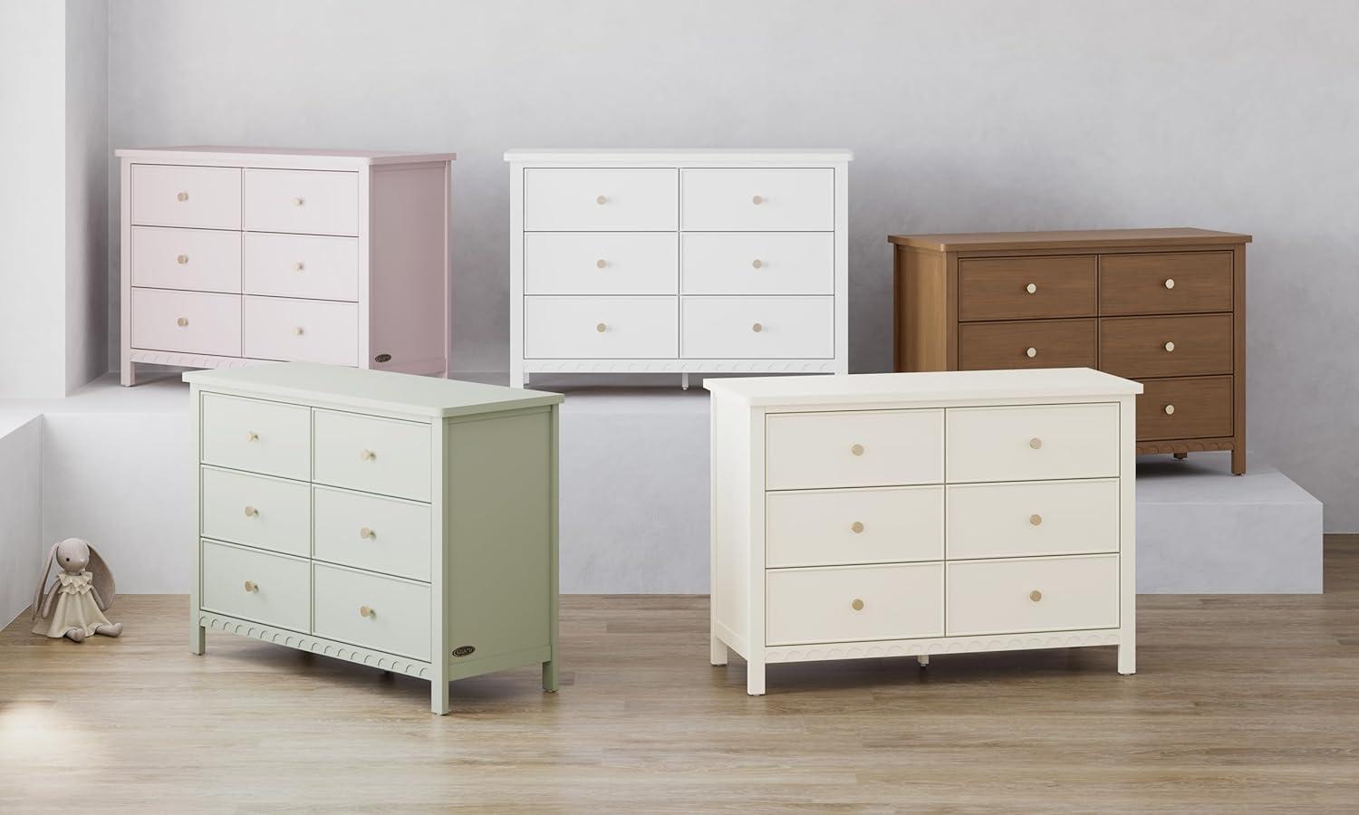 imageGraco Sasha 6 Drawer Dresser White GREENGUARD Gold Certified Wood Storage for Nursery or Kids Room Safe Interlocking Drawer System ampamp Easy Assembly with PreInstalled TracksWhite