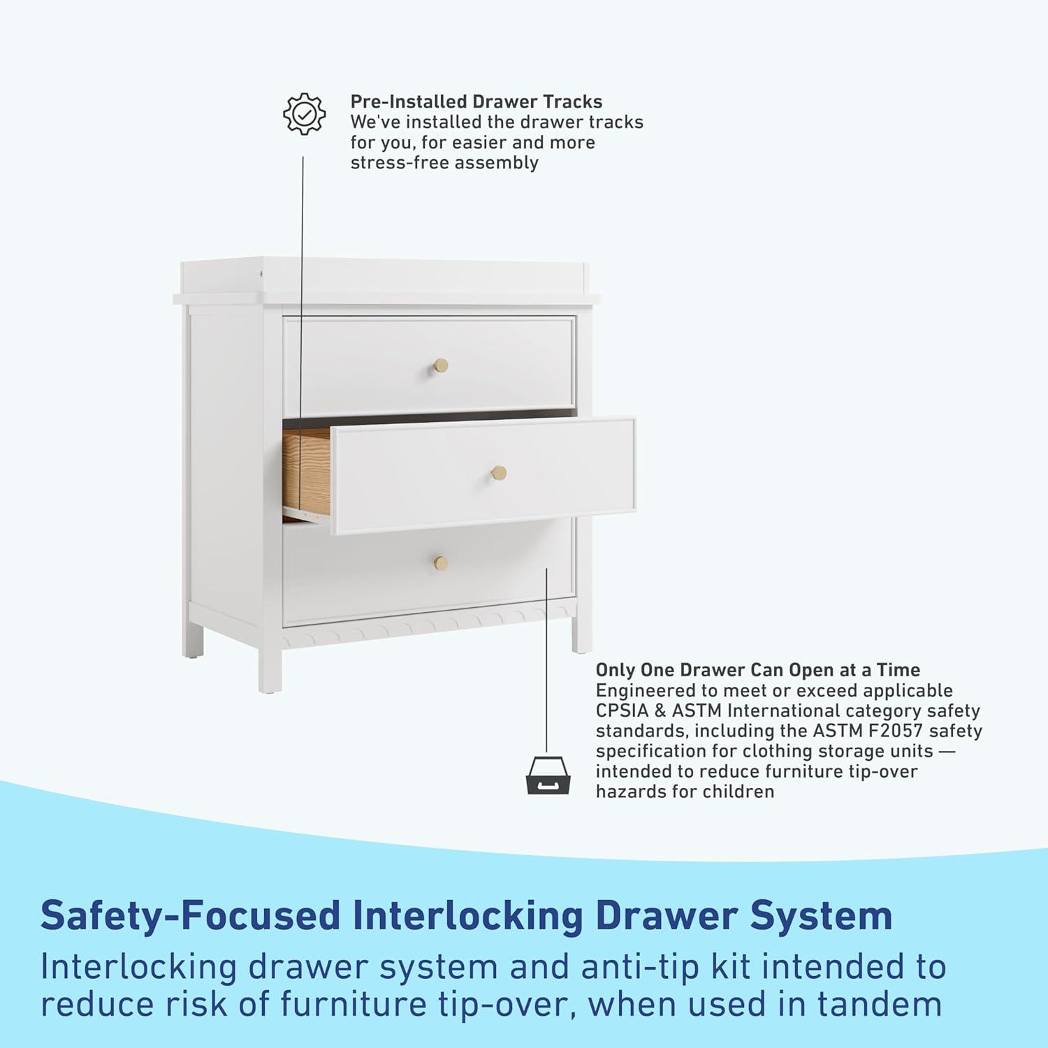 imageGraco Sasha 6 Drawer Dresser White GREENGUARD Gold Certified Wood Storage for Nursery or Kids Room Safe Interlocking Drawer System ampamp Easy Assembly with PreInstalled TracksWhite