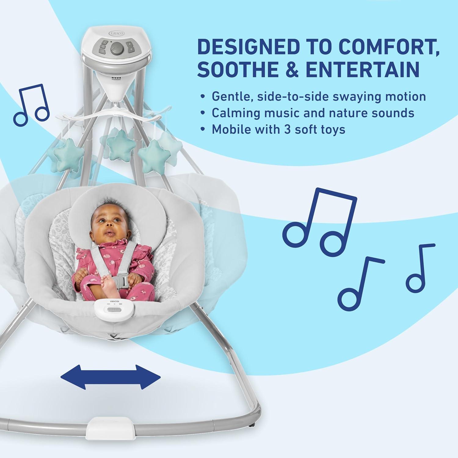 imageGraco Simple Sway Baby Swing SidetoSide Sway Infant Swing with 6 Speeds Vibration AbbingtonAbbington