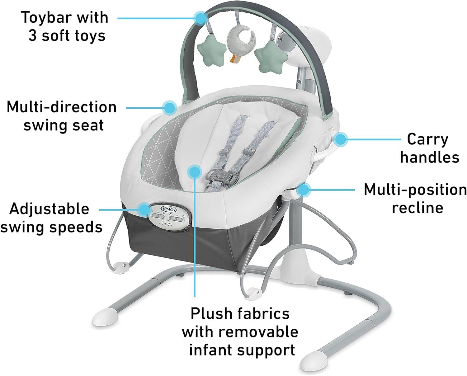 imageGraco Soothe n Sway Bluetooth 3in1 Baby Swing Grows with Your Child Multiple Soothing Settings and Bluetooth ConnectivityDerby