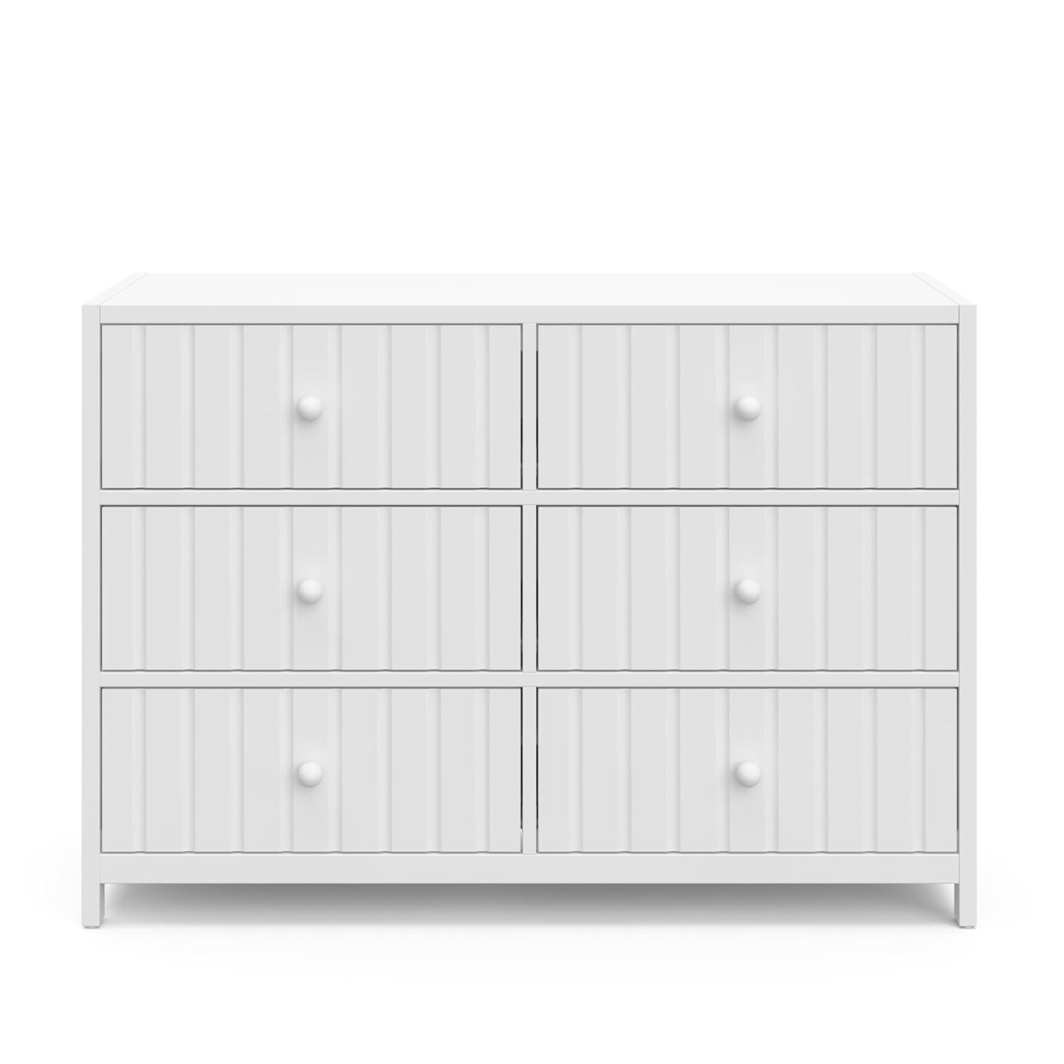 imageGraco Teddi 6 Drawer Double Dresser Olive GREENGUARD Gold Certified Interlocking Drawer System PreInstalled Drawer Tracks Includes Two Sets of Knobs for PersonalizationWhite