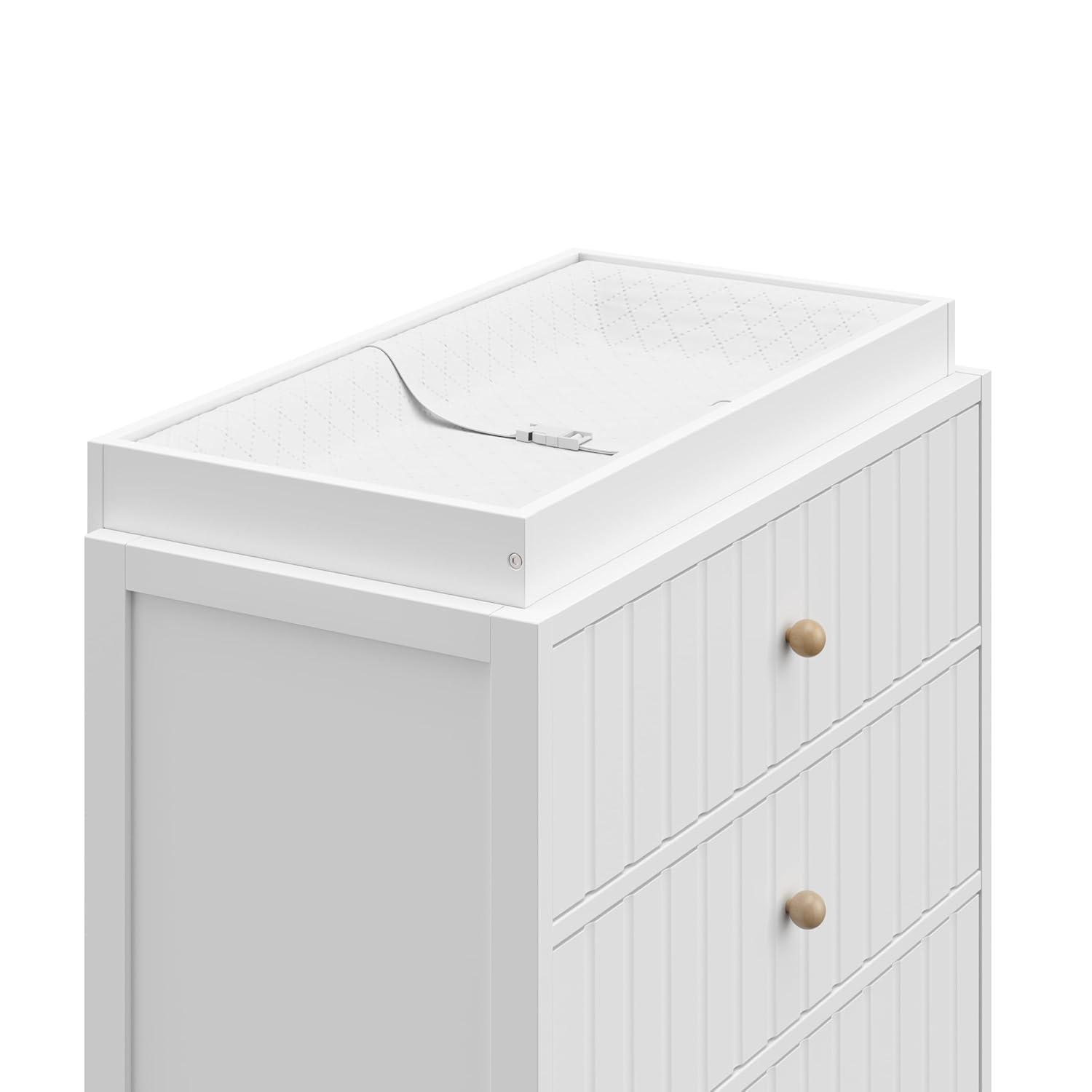 imageGraco Teddi 6 Drawer Double Dresser Olive GREENGUARD Gold Certified Interlocking Drawer System PreInstalled Drawer Tracks Includes Two Sets of Knobs for PersonalizationWhite