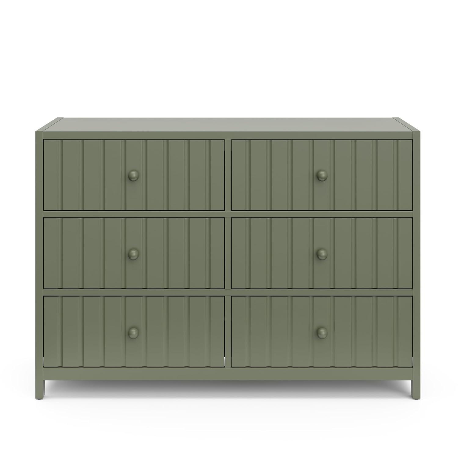 imageGraco Teddi 6 Drawer Double Dresser Olive GREENGUARD Gold Certified Interlocking Drawer System PreInstalled Drawer Tracks Includes Two Sets of Knobs for PersonalizationOlive