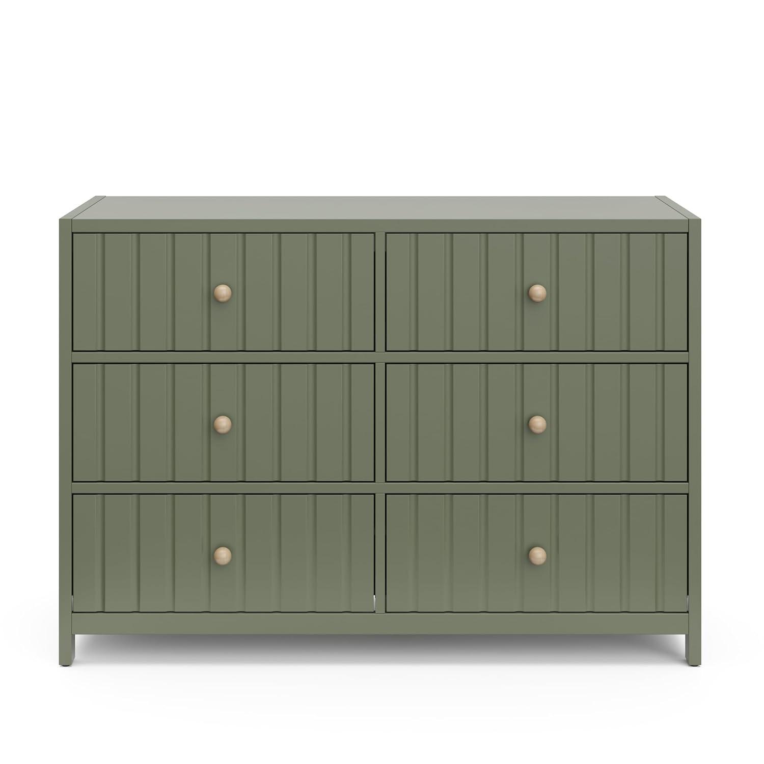 imageGraco Teddi 6 Drawer Double Dresser Olive GREENGUARD Gold Certified Interlocking Drawer System PreInstalled Drawer Tracks Includes Two Sets of Knobs for PersonalizationOlive