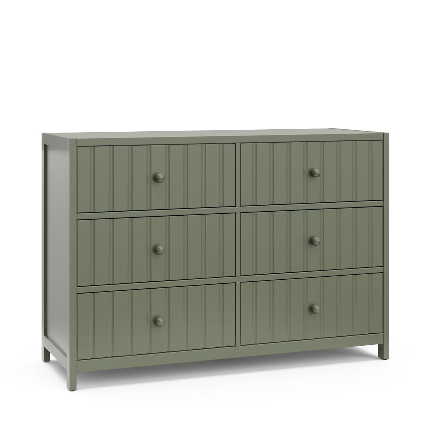 imageGraco Teddi 6 Drawer Double Dresser Olive GREENGUARD Gold Certified Interlocking Drawer System PreInstalled Drawer Tracks Includes Two Sets of Knobs for PersonalizationOlive