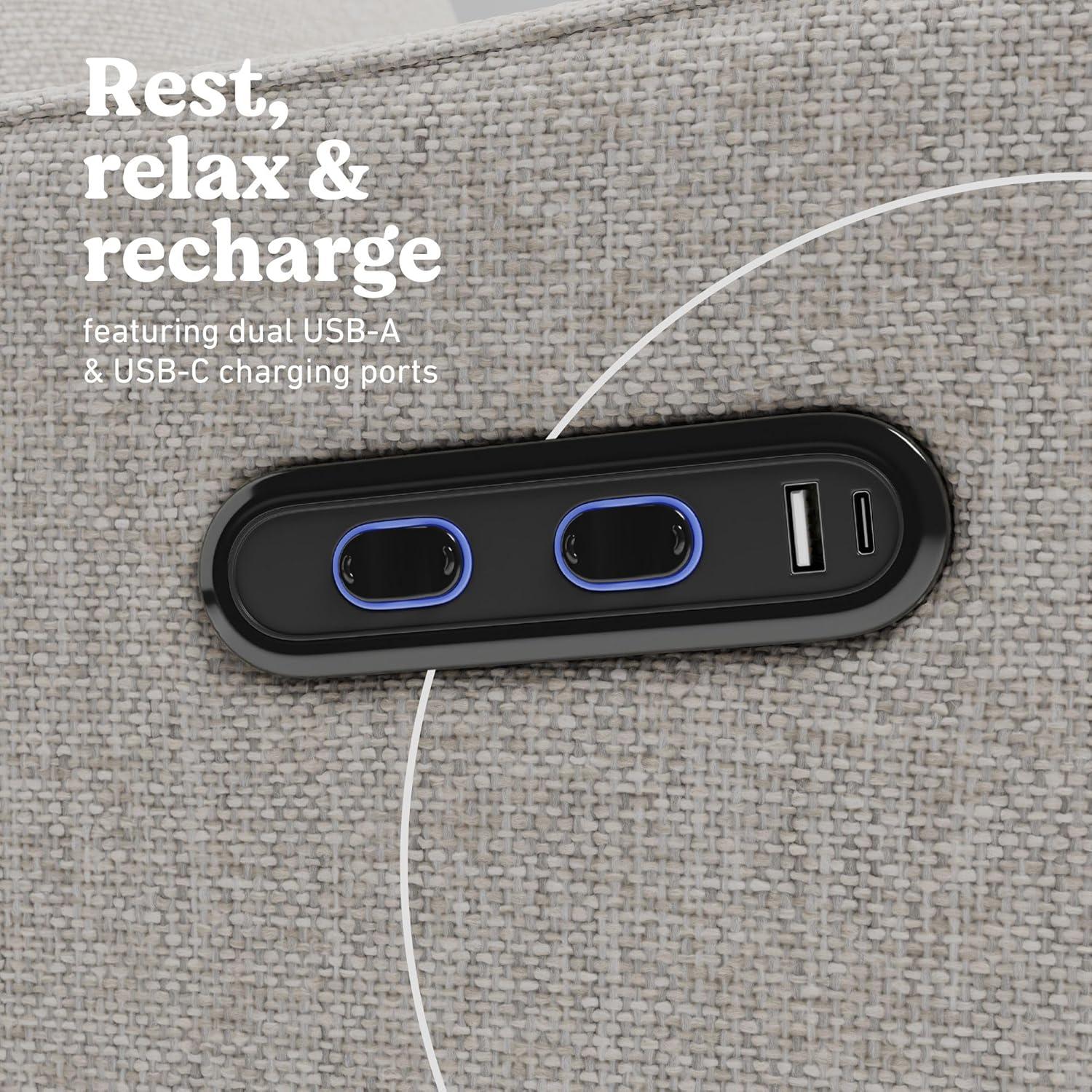 imageGraco Teddi Power Recliner Swivel Glider Dune Basketweave Electronic Power Recline USBA ampamp USBC Charger Premium Cushioning ampamp ComfortDune Basketweave